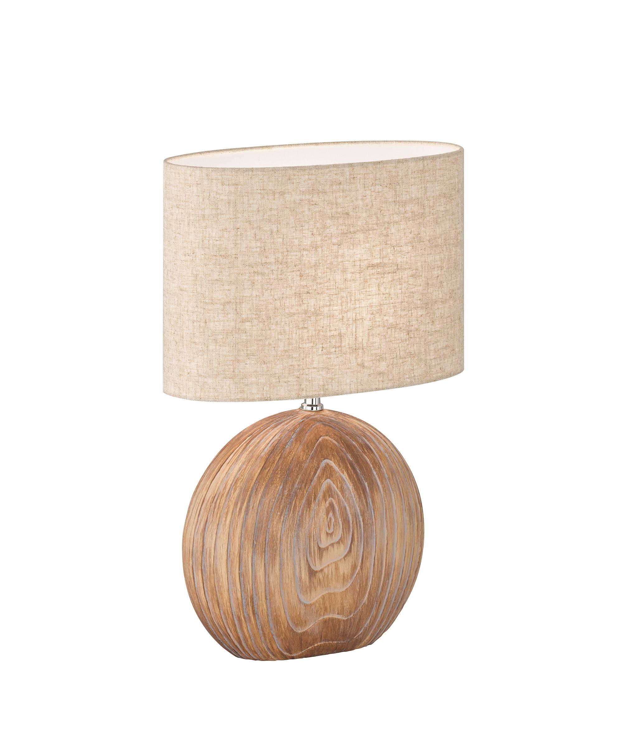 Tischleuchte 50608 Tobse - Sandfarben/Eukalyptusholzfarben, Basics, Keramik/Textil (34/17/53cm) - Fischer & Honsel