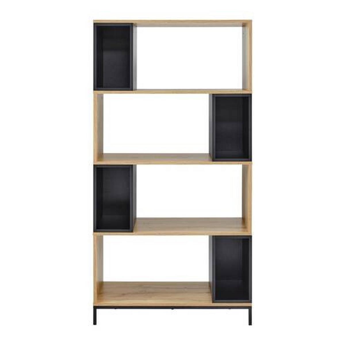 Regál MEGY - čierna/farba duba, Modern, kov (80/158/40cm) - Bessagi Home