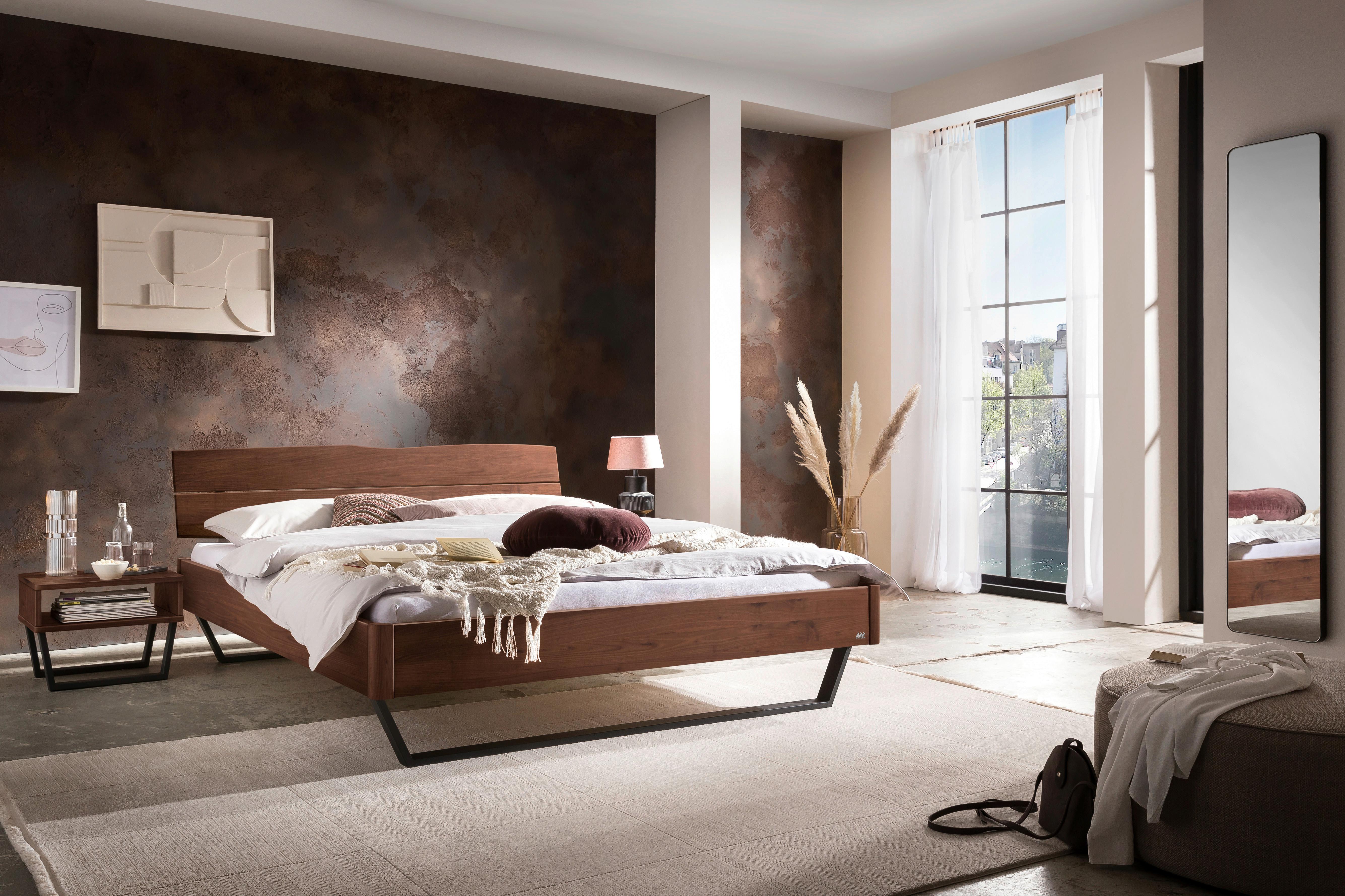 Bett Fossoli Nussbaumfarben 140x200 Cm - Anthrazit/Nussbaumfarben, MODERN, Holz (140/200cm) - Hasena