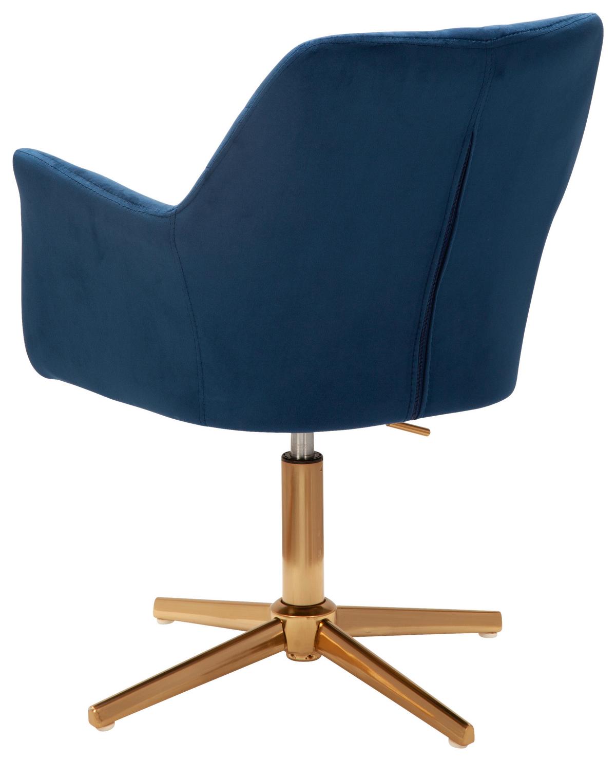 Armlehnstuhl Samt Dunkelblau/gold Gepolstert - Goldfarben/Dunkelblau, KONVENTIONELL, Textil/Metall (55/97/55cm) - MID.YOU