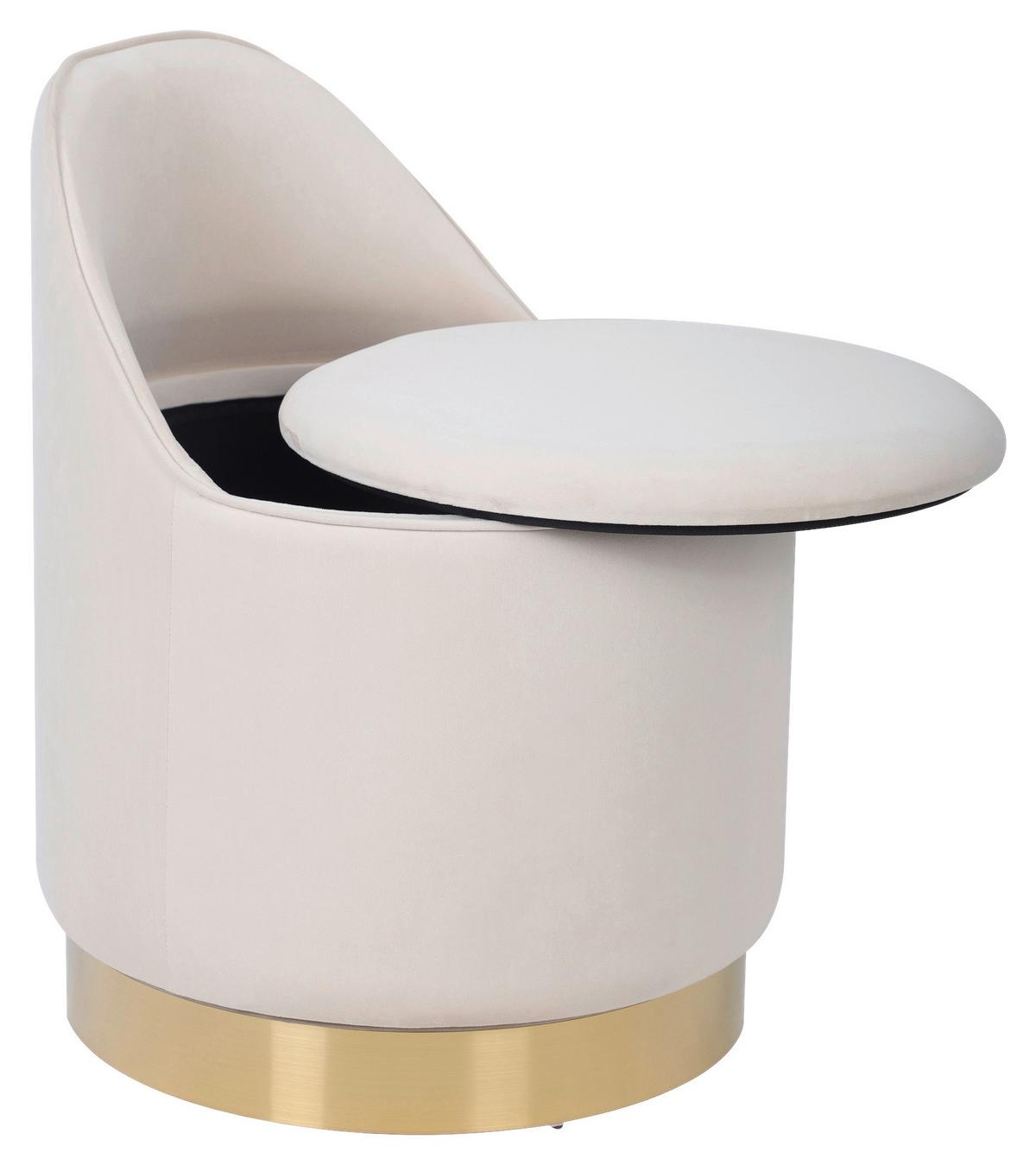 Drehhocker Vilktor 125 Beige D: 52 Cm - Beige/Goldfarben, Design, Textil/Metall (52/68cm) - Kayoom