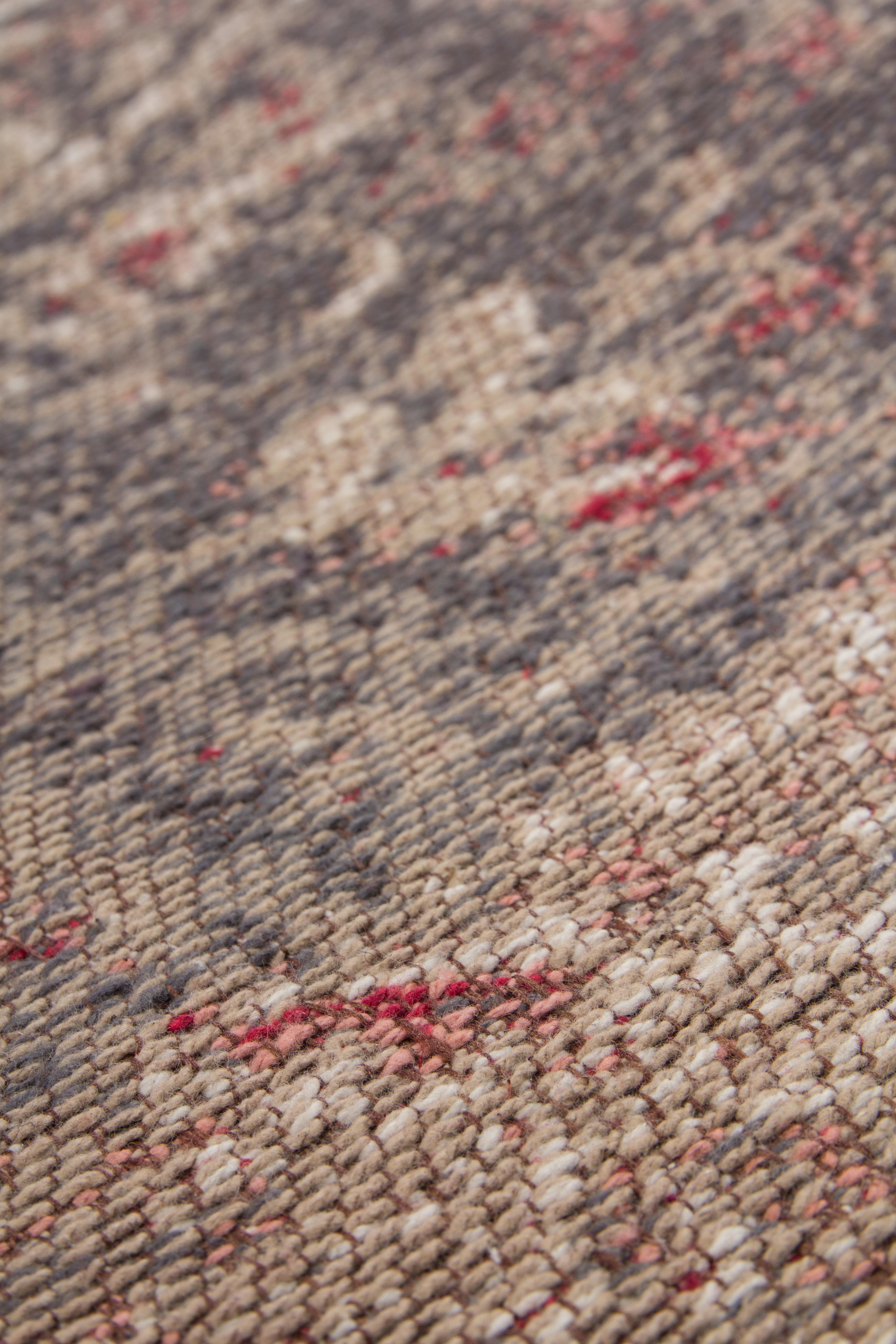 Pouf Solitaire Grau/Rot/Beige B: 42 cm - Beige/Rot, Design, Textil (42/42/45cm) - Kayoom