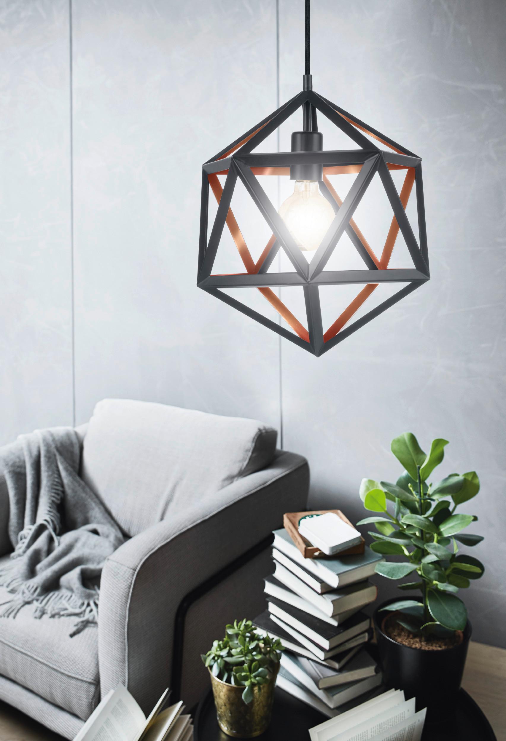 Hängeleuchte Embleton H: 110cm 1-Flammig, Schwarz/Kupfer - Schwarz/Kupferfarben, Design, Metall (30,5/110cm) - Eglo