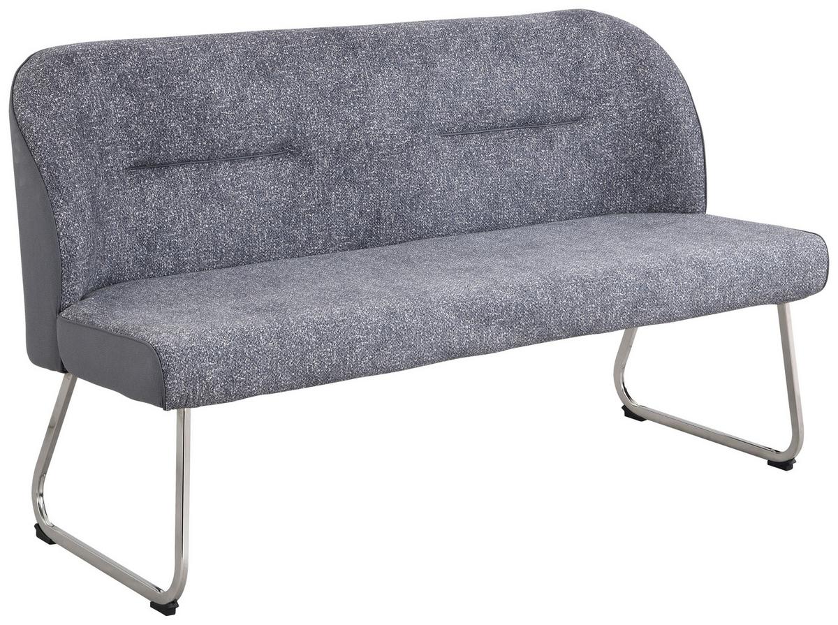 Sitzbank Astrid - Grau/Nickelfarben, KONVENTIONELL, Textil/Metall (157/89/65cm)