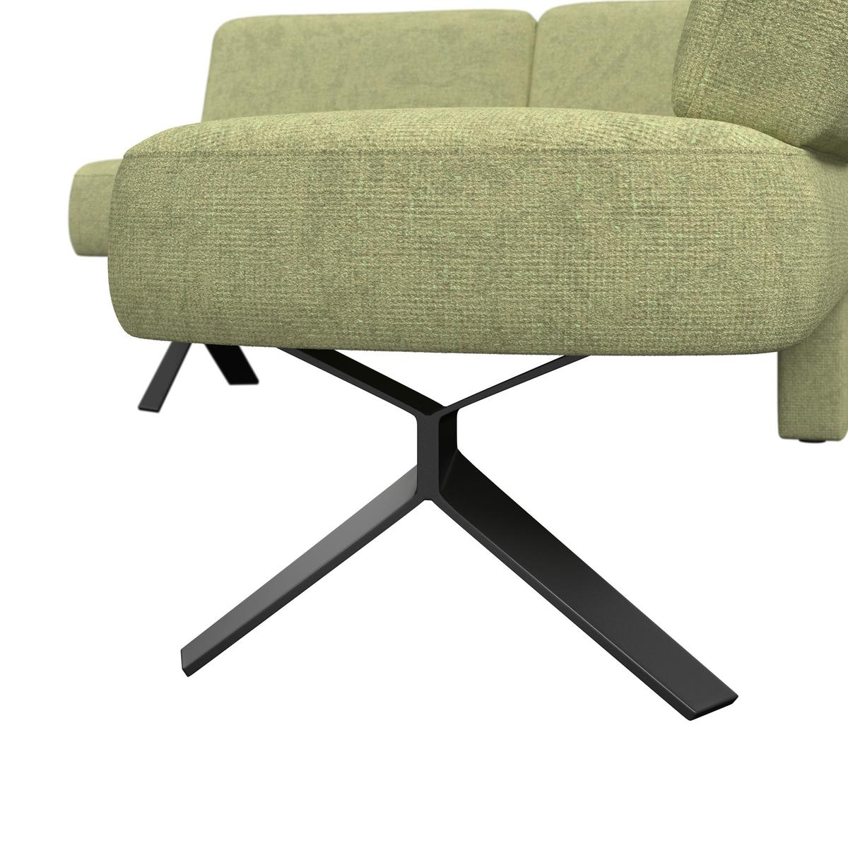 Eckbank olivgrün/Metallbeine Ulmo, S: 176x248cm - Schwarz/Olivgrün, MODERN, Textil/Metall (176/248cm)