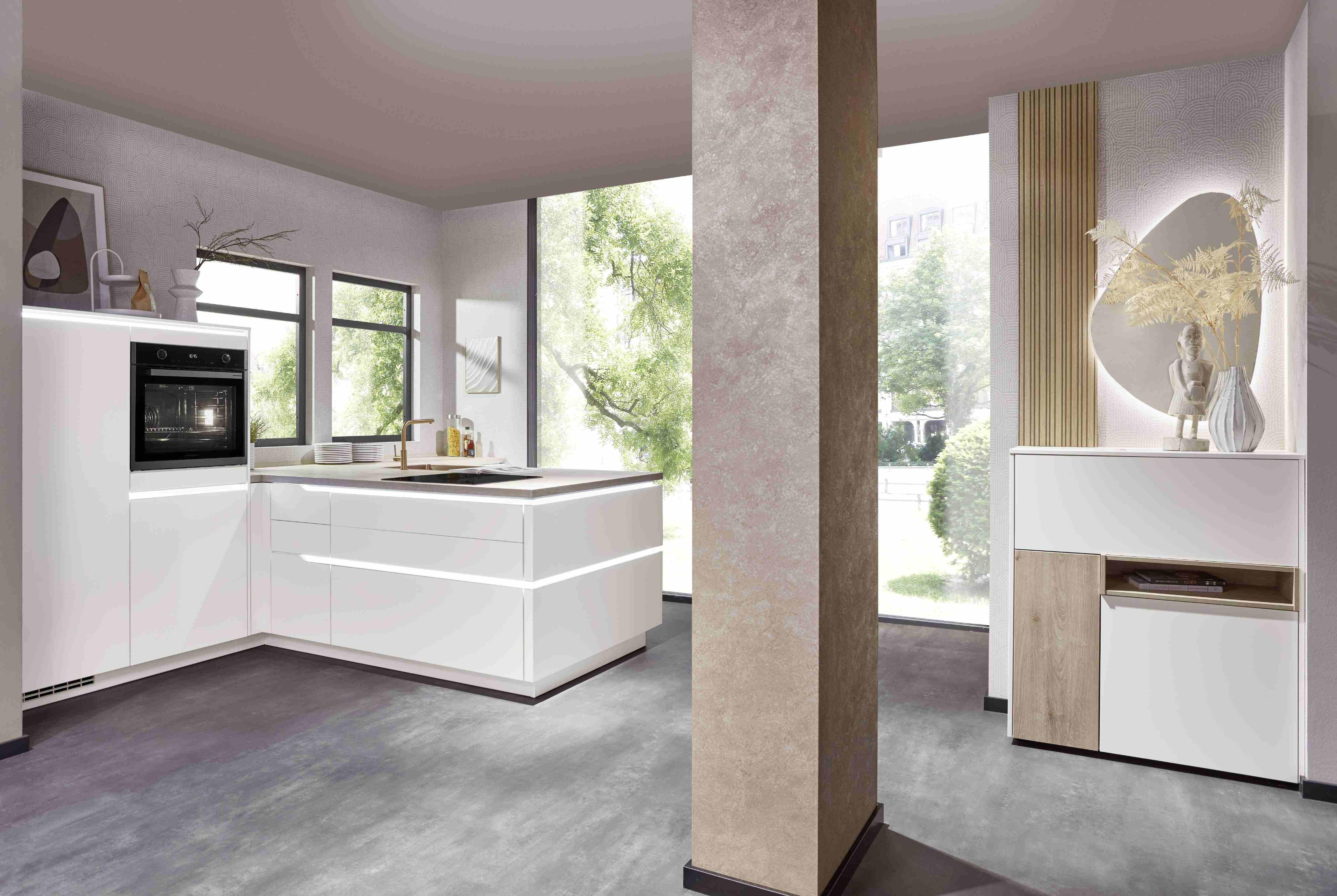 Einbauküche Eastbourne Frei Planbar Grifflose Küche - Weiß, MODERN, Holzwerkstoff - Vertico