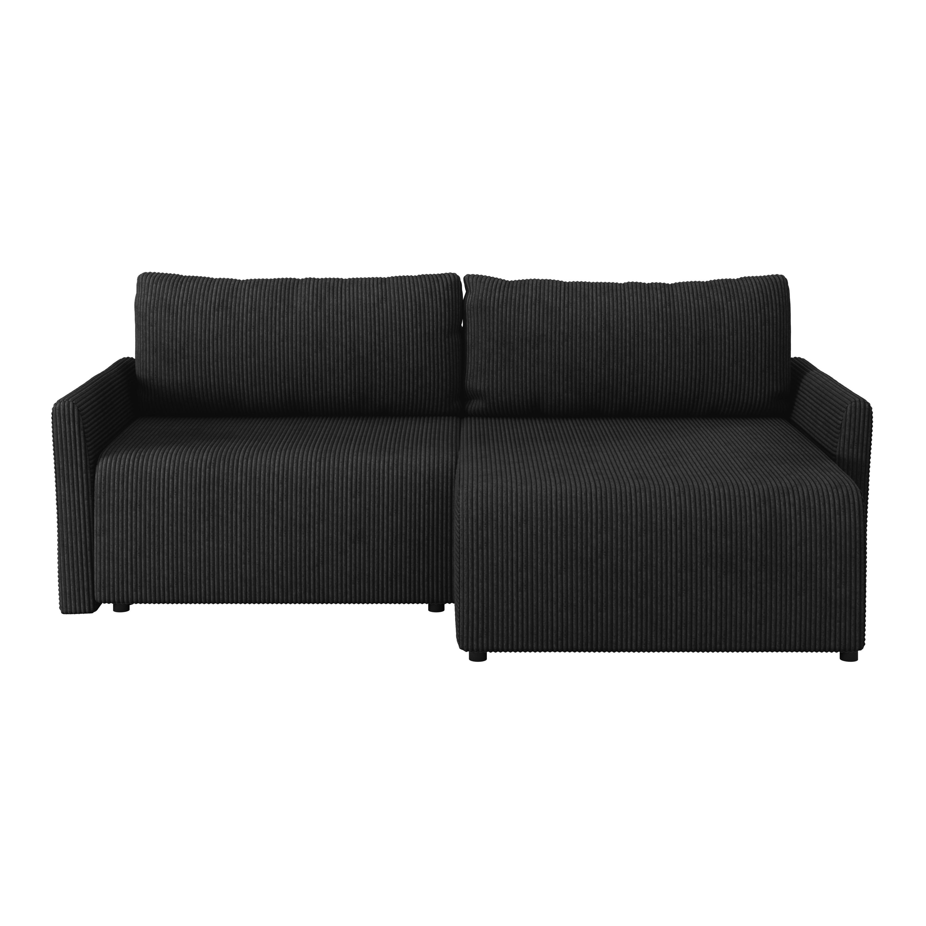Ecksofa mit Schlaffunktion Sonos, Schwarz 228x146 cm - Ecru/Schwarz, MODERN, Textil (228/146cm)