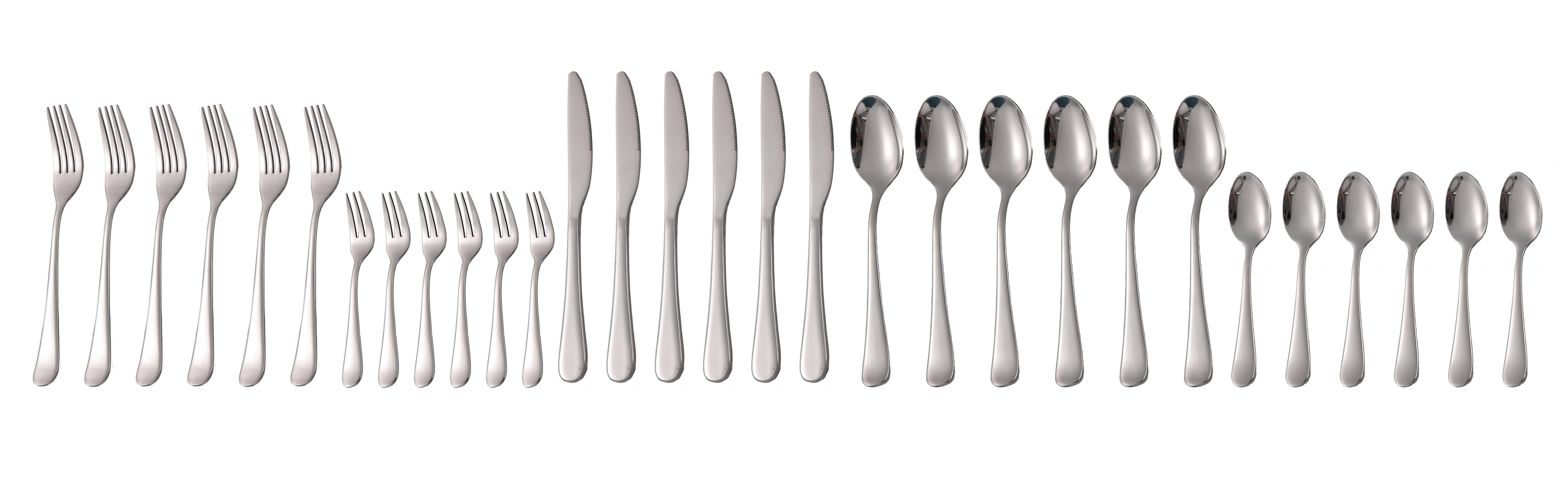 Besteckset Grado 30-teilig 6 Personen - Silberfarben, Basics, Metall (1,12kg) - Echtwerk