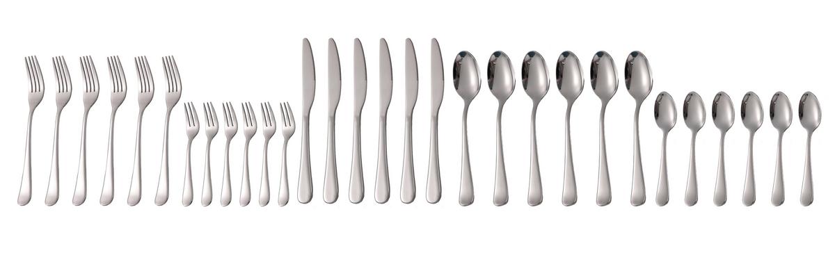 Besteckset Grado 30-teilig 6 Personen - Silberfarben, Basics, Metall (1,12kg) - Echtwerk