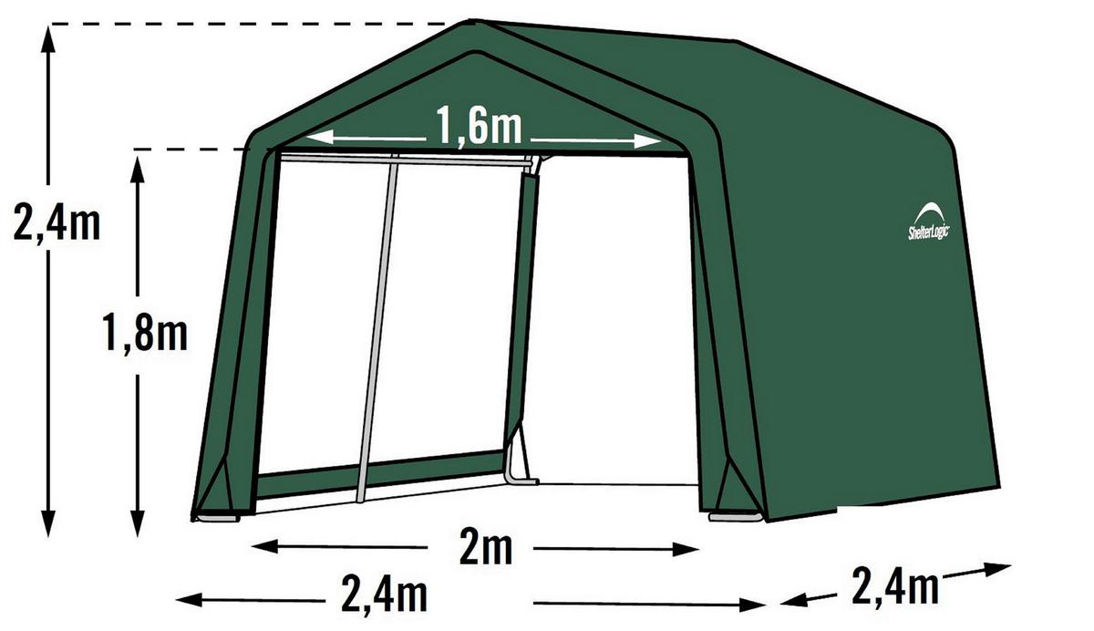 Zeltgarage Mit Satteldach 240x240x240 Cm - Grün, Basics, Kunststoff (240/240/240cm)
