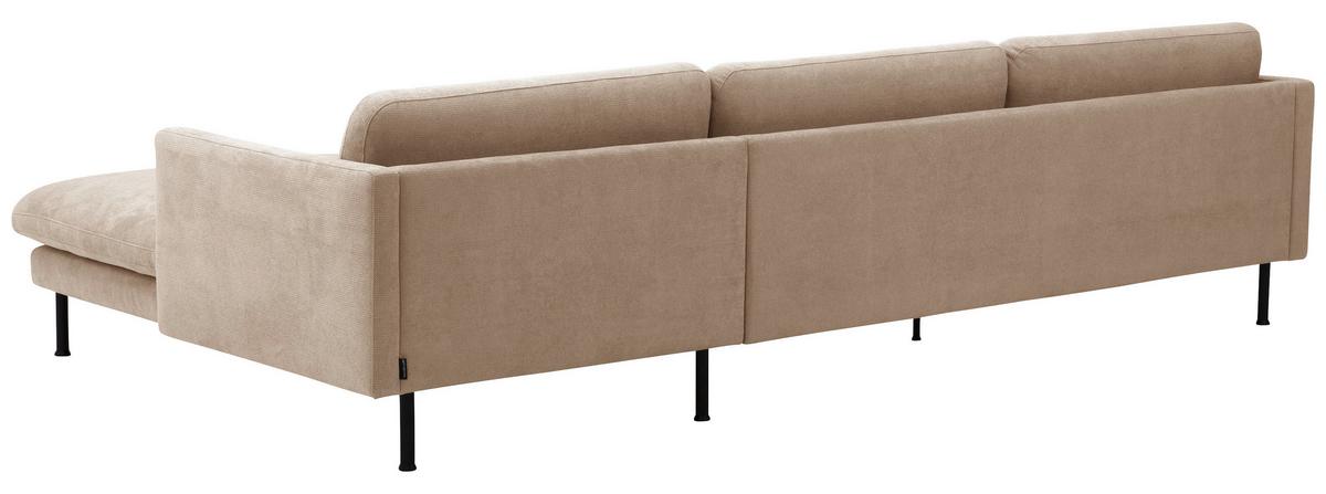 Ecksofa Nathan Rücken Echt, Beige - Beige/Schwarz, MODERN, Textil (286/78/123cm) - Max Winzer