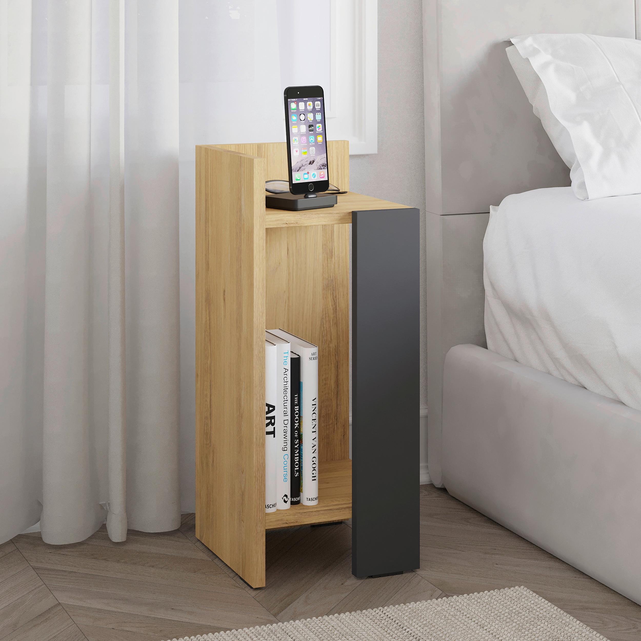 Nachttisch Elos Nachttisch Linkes Modul - Eichefarben/Anthrazit, Design, Holzwerkstoff (27/60/25cm) - Livetastic