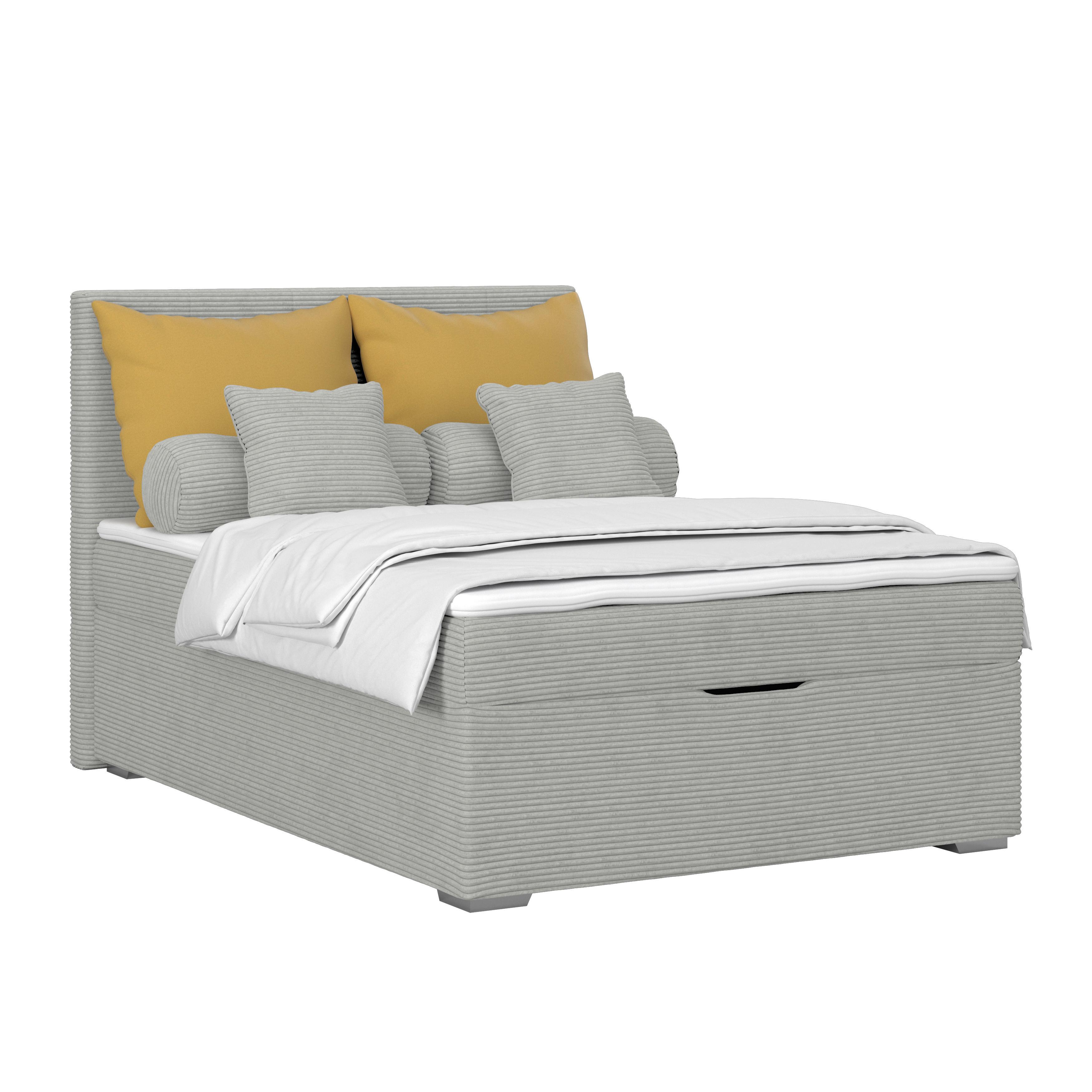 Polsterbett Adria - Chromfarben/Grau, KONVENTIONELL, Holz/Textil (140/200cm)