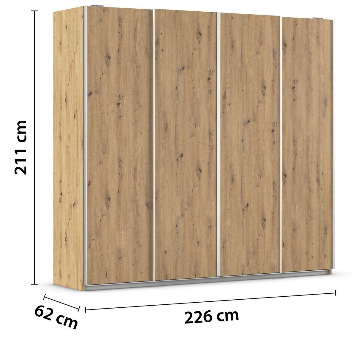 Schwebetürenschrank Altera Eiche Artisan Dekor - Eiche Artisan, MODERN, Holzwerkstoff (226/211/62cm) - Rauch Möbel