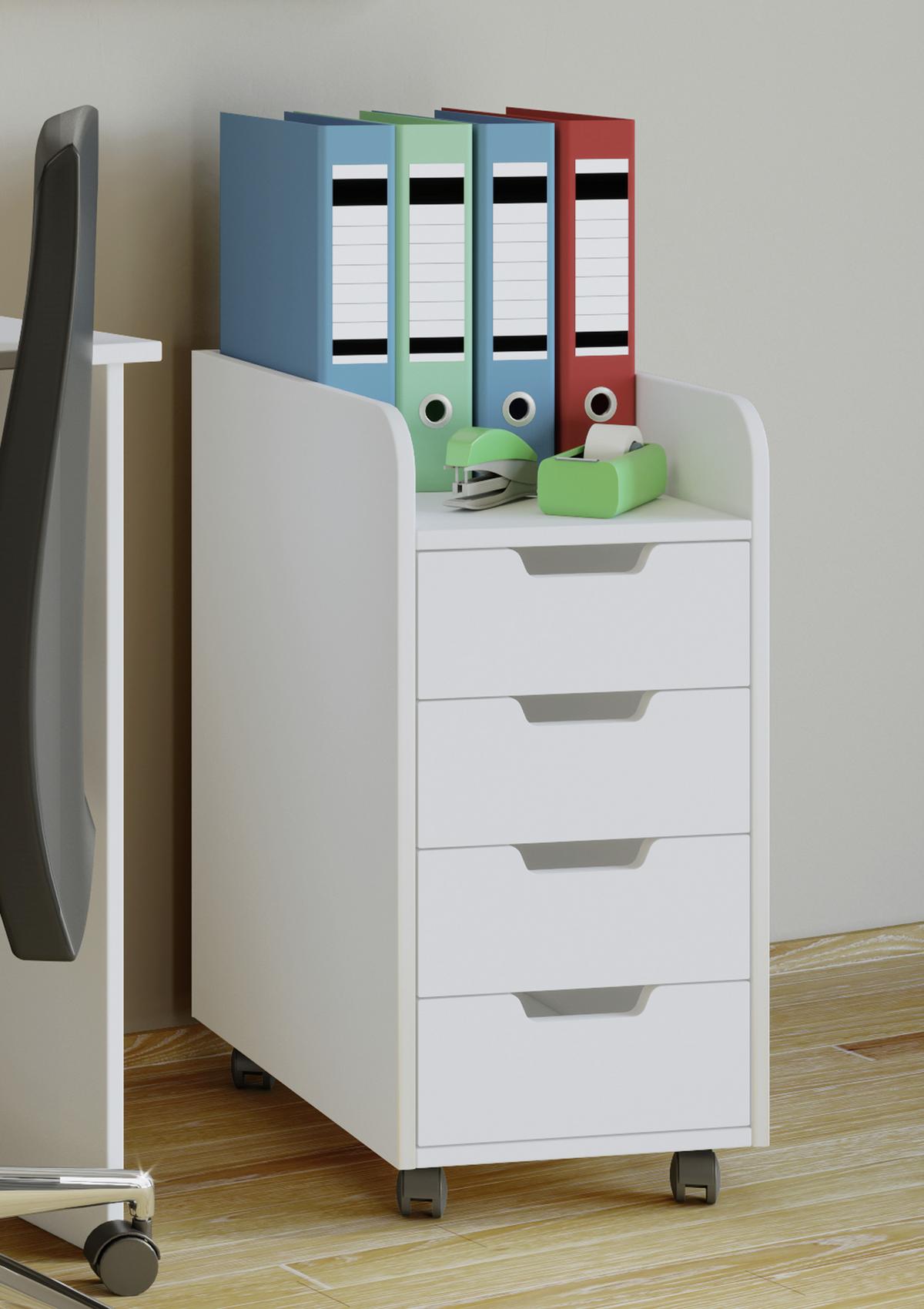 Rollcontainer Weiß Dekor Konal Mini 33x65x40 cm - Weiß, KONVENTIONELL, Holzwerkstoff/Kunststoff (33/65/40cm) - MID.YOU