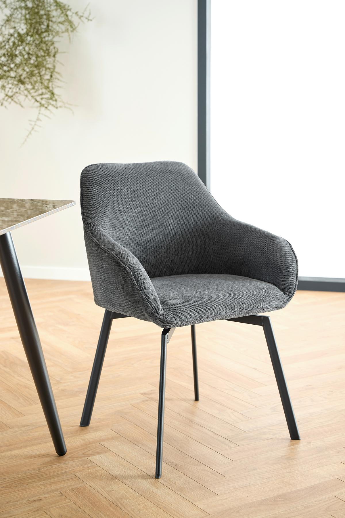 STOLIČKA S PODRÚČKAMI CLARA - čierna/sivá, Design, kov/textil (58,5/83,5/55,5cm) - MID.YOU