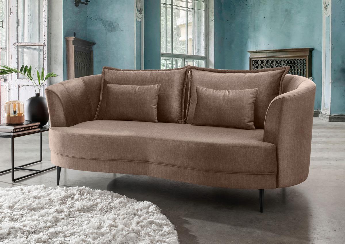 3-sitzer-sofa Pistaccio H.braun, Rücken Echt B: 209 Cm - Hellbraun/Schwarz, MODERN, Textil (209/85/101cm) - Livetastic