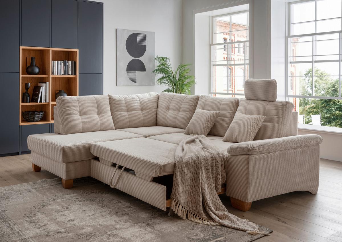 Ecksofa Brizzini, Beige S: 206x274 Cm - Beige/Naturfarben, MODERN, Textil (206/274cm) - Livetastic