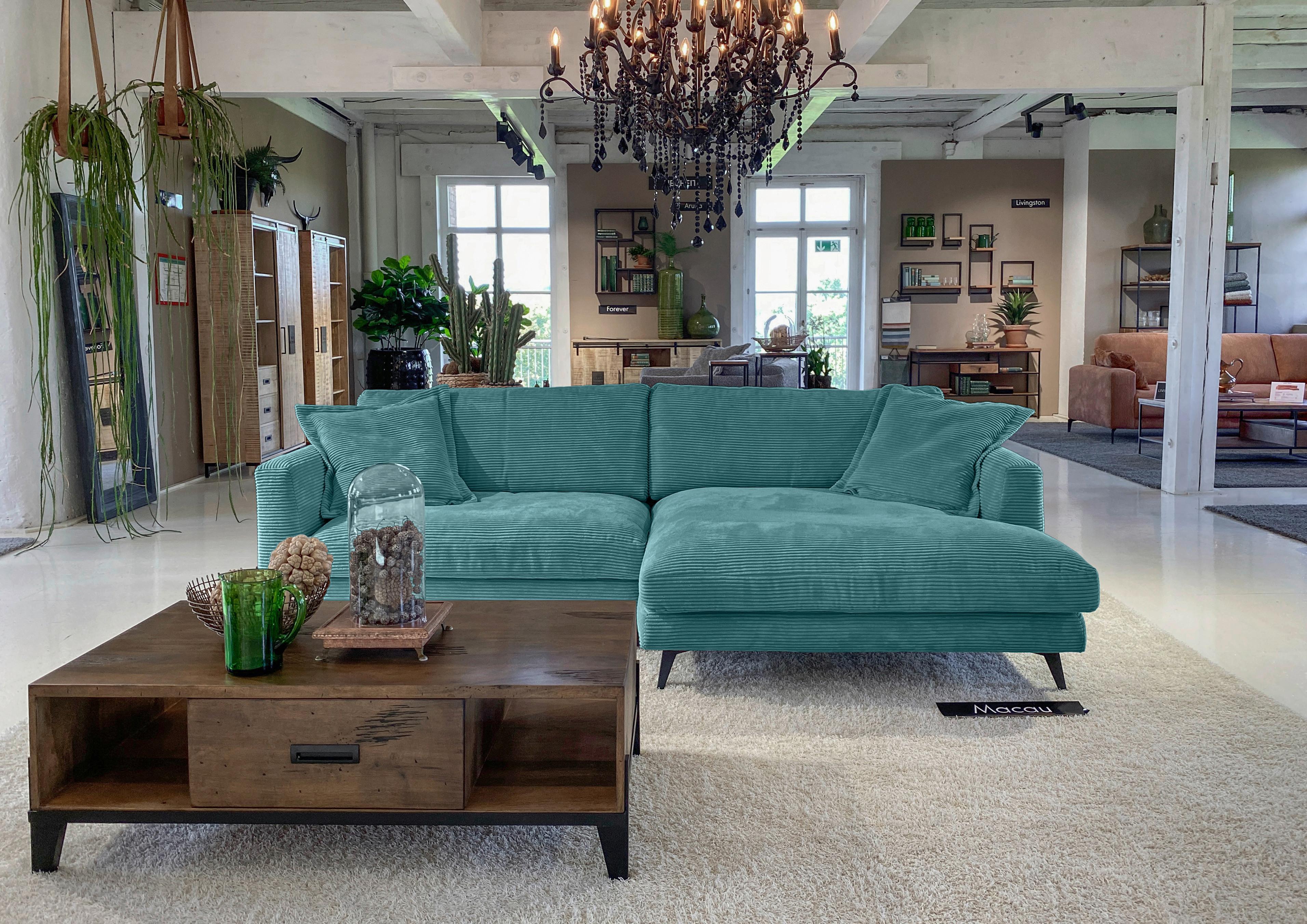 Ecksofa Macau, Petrol S: 270x140 cm - Petrol/Schwarz, LIFESTYLE, Textil (270/140cm) - Livetastic