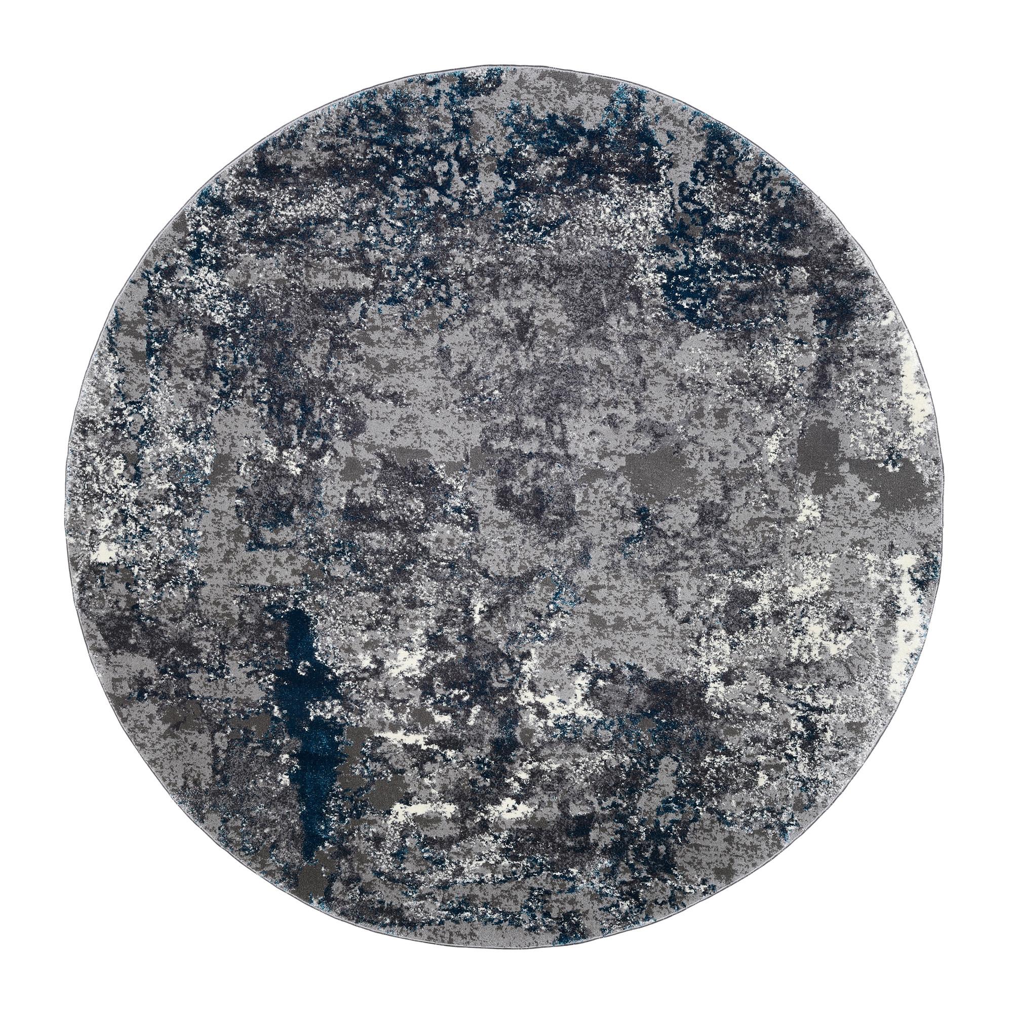 Webteppich Grau/petrol Timeline Quantum Rund Ø 120 Cm - Petrol/Grau, Design, Textil (120cm) - Novel