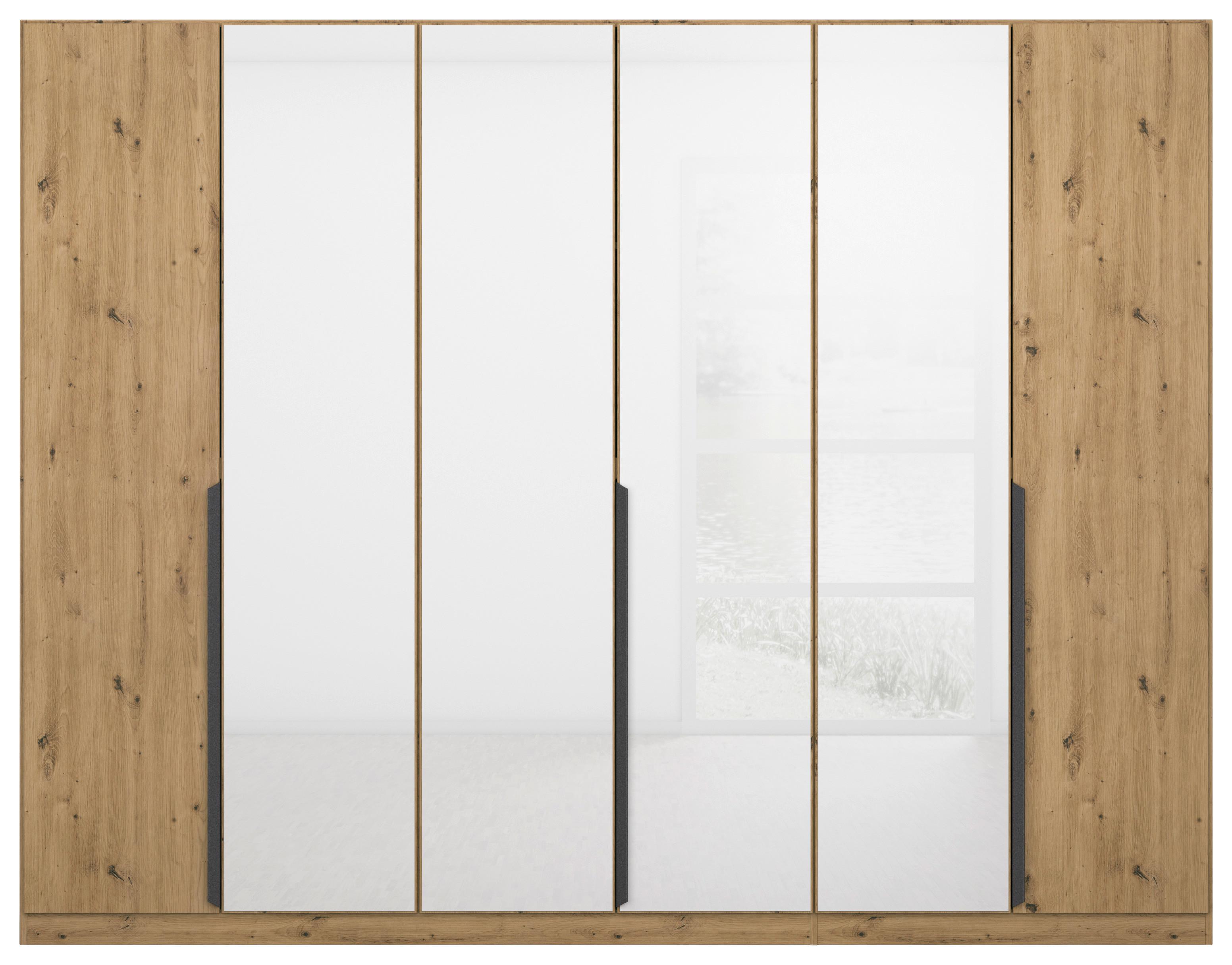 Drehtürenschrank Artemis 271 cm Weiß/Eiche Dekor - Weiß/Eiche Artisan, MODERN, Glas/Holzwerkstoff (271/210/54cm) - Rauch Möbel