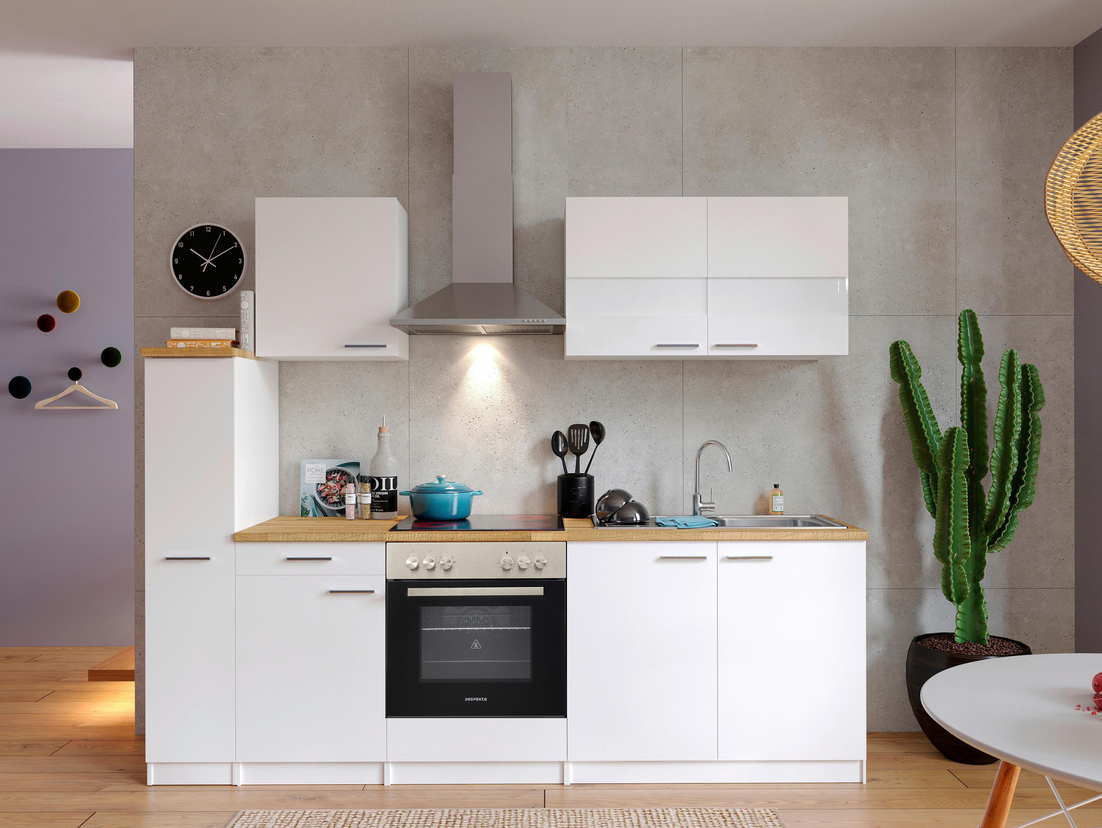 Küchenblock Malia Küchenblock 240 cm - Nussbaumfarben/Weiß, Basics, Holzwerkstoff (240cm) - Respekta
