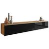 Lowboard B: 180 Cm Eiche Wotan Dekor/schwarz - Schwarz Hochglanz/Eiche Wotan, LIFESTYLE, Holzwerkstoff (180/30/33cm) - P & B