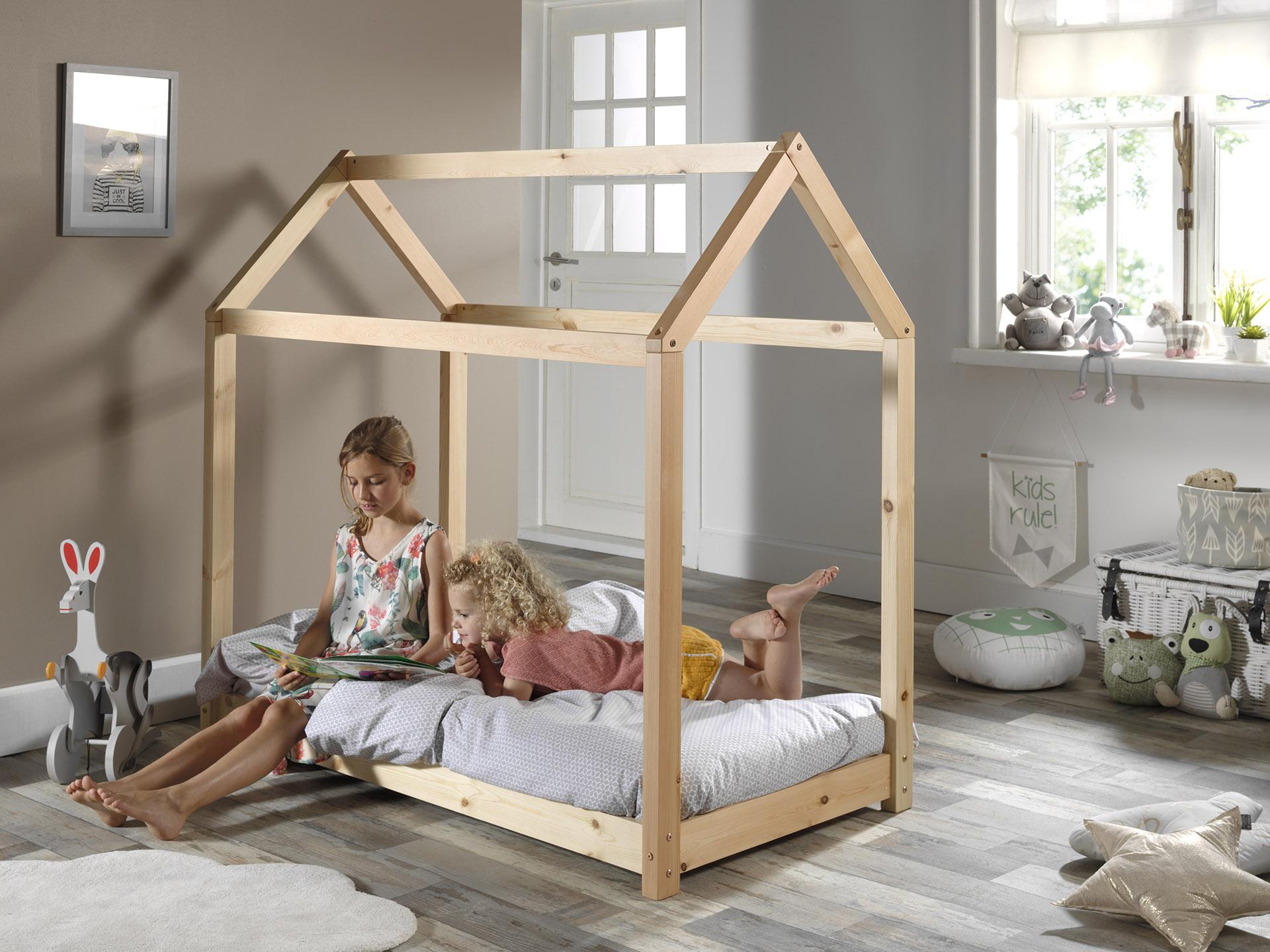 Hausbett Cabane 70x140 cm Kiefer Natur Echtholz