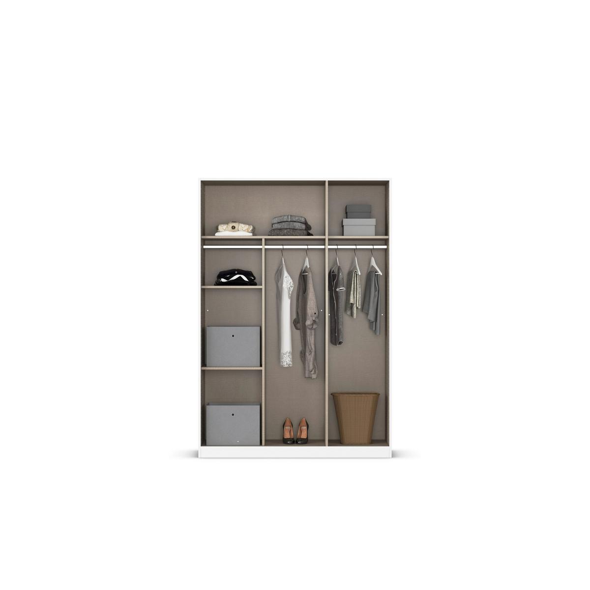 Kleiderschrank Reflect inkl. Inneneinteilung, 2 Körbe - Silberfarben/Grau, MODERN, Holzwerkstoff (136/210/54cm)