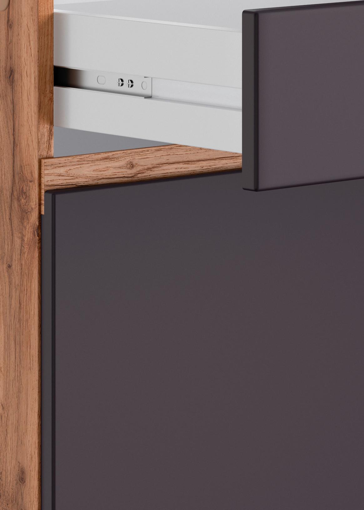 Unterschrank mit zwei grifflosen Laden in Graphit Dekor