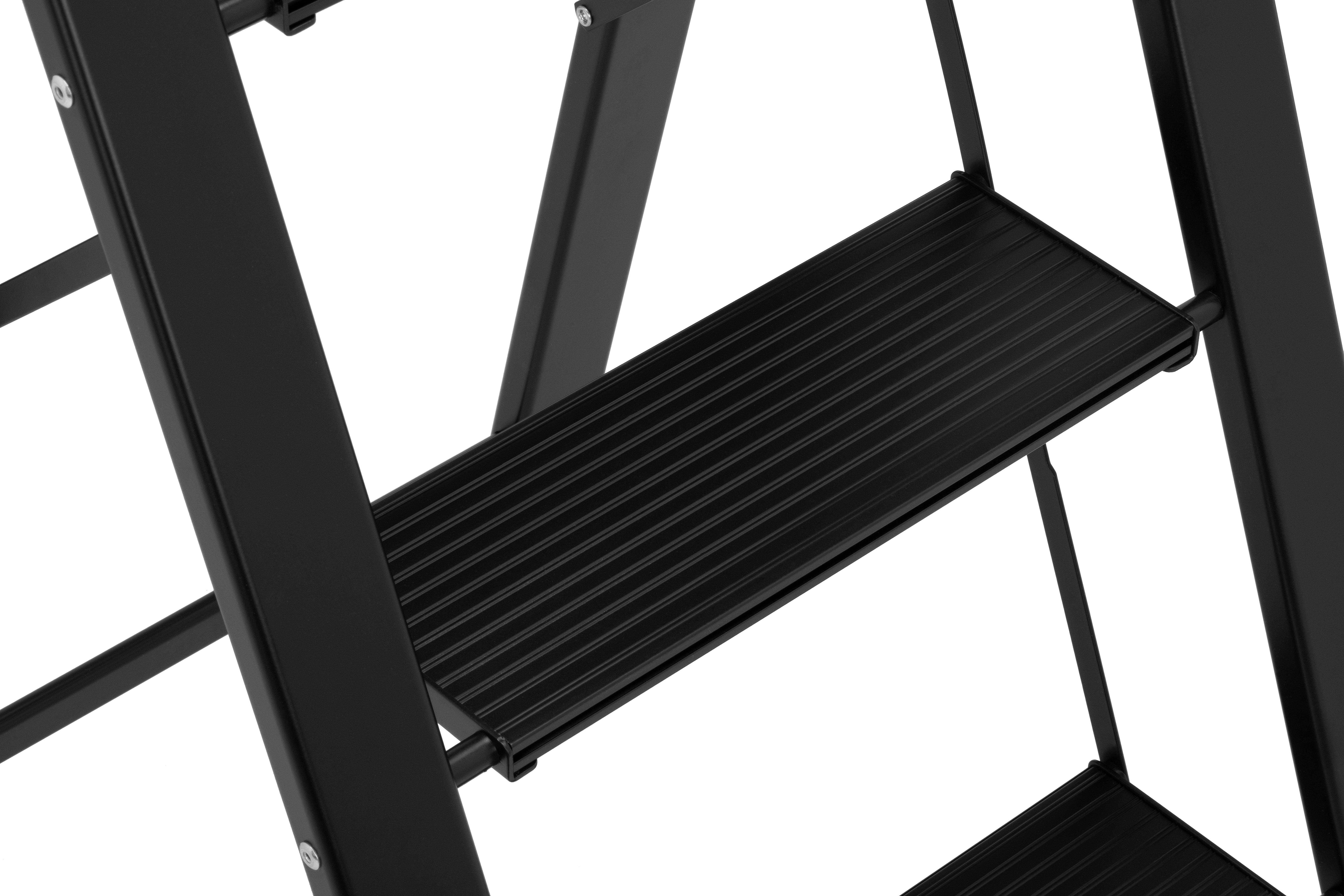 Klapptrittleiter Gustav - Schwarz, KONVENTIONELL, Kunststoff/Metall (44,5/62/109cm) - Homezone