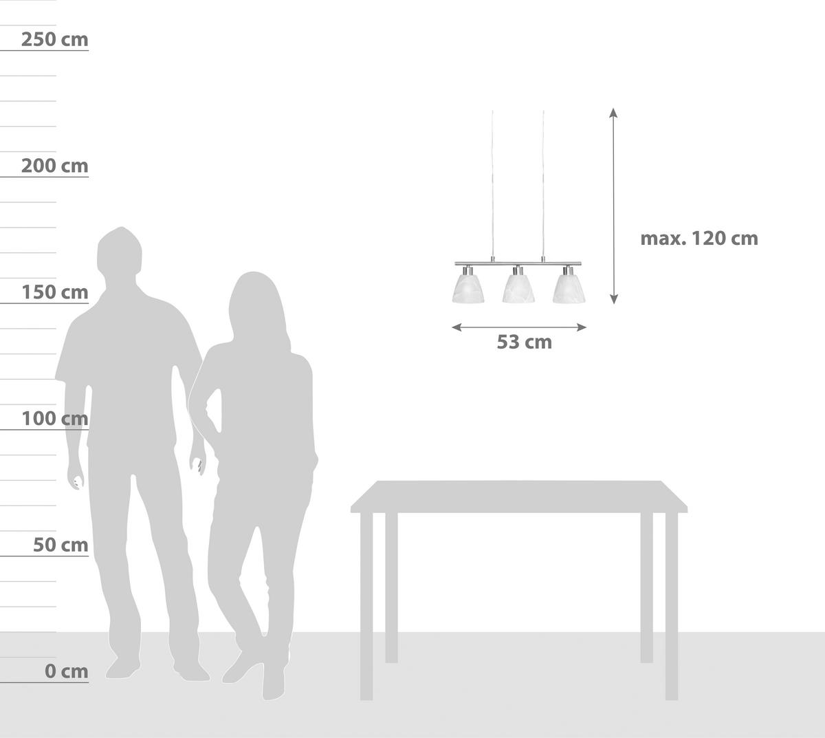 Függőlámpa Renate - nikkel, Konventionell, Üveg/fém (53/13/120cm) - Ondega