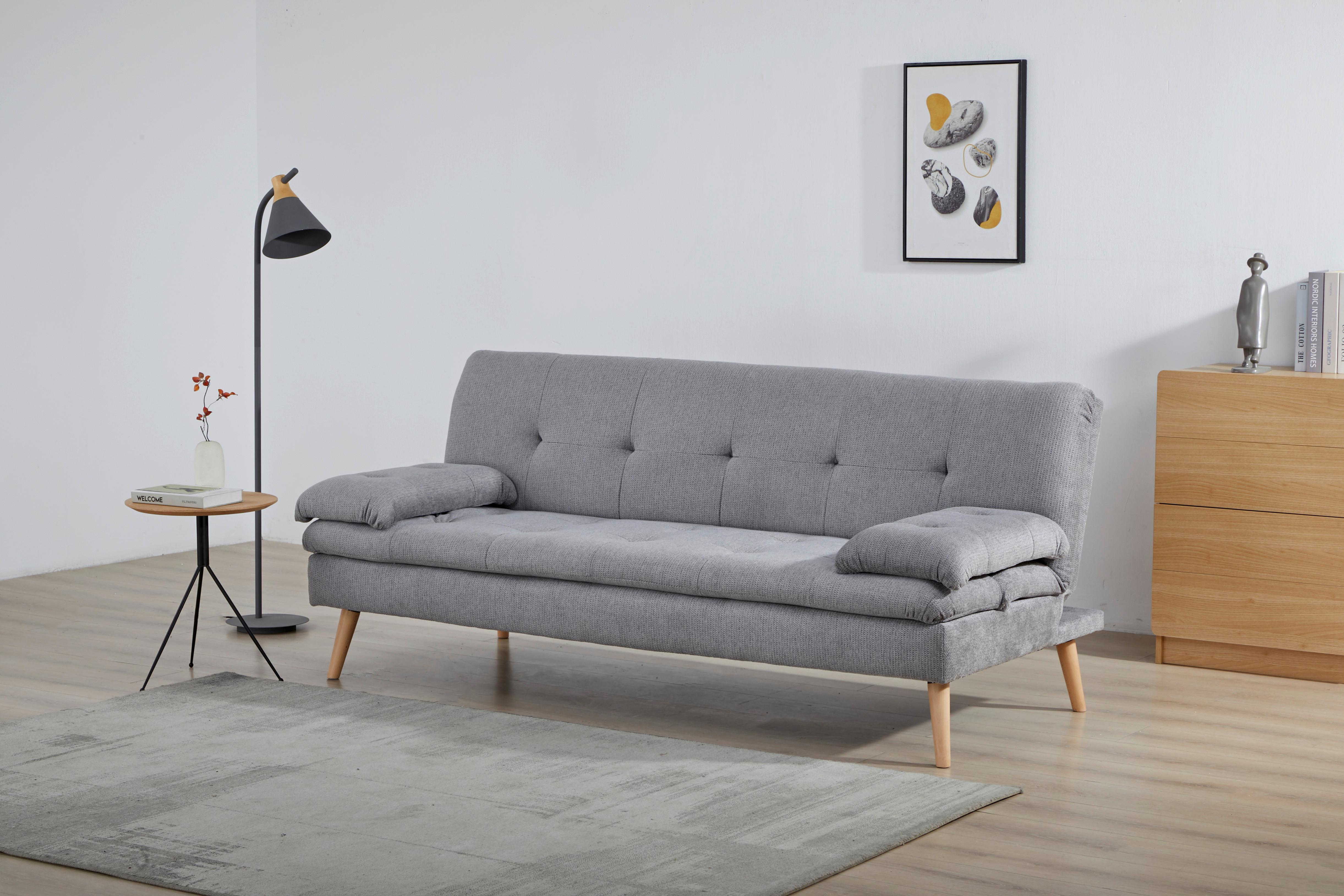 Schlafsofa Armano Grau B: 190 Cm - Naturfarben/Grau, Basics, Holz/Textil (190/83/87cm) - P & B