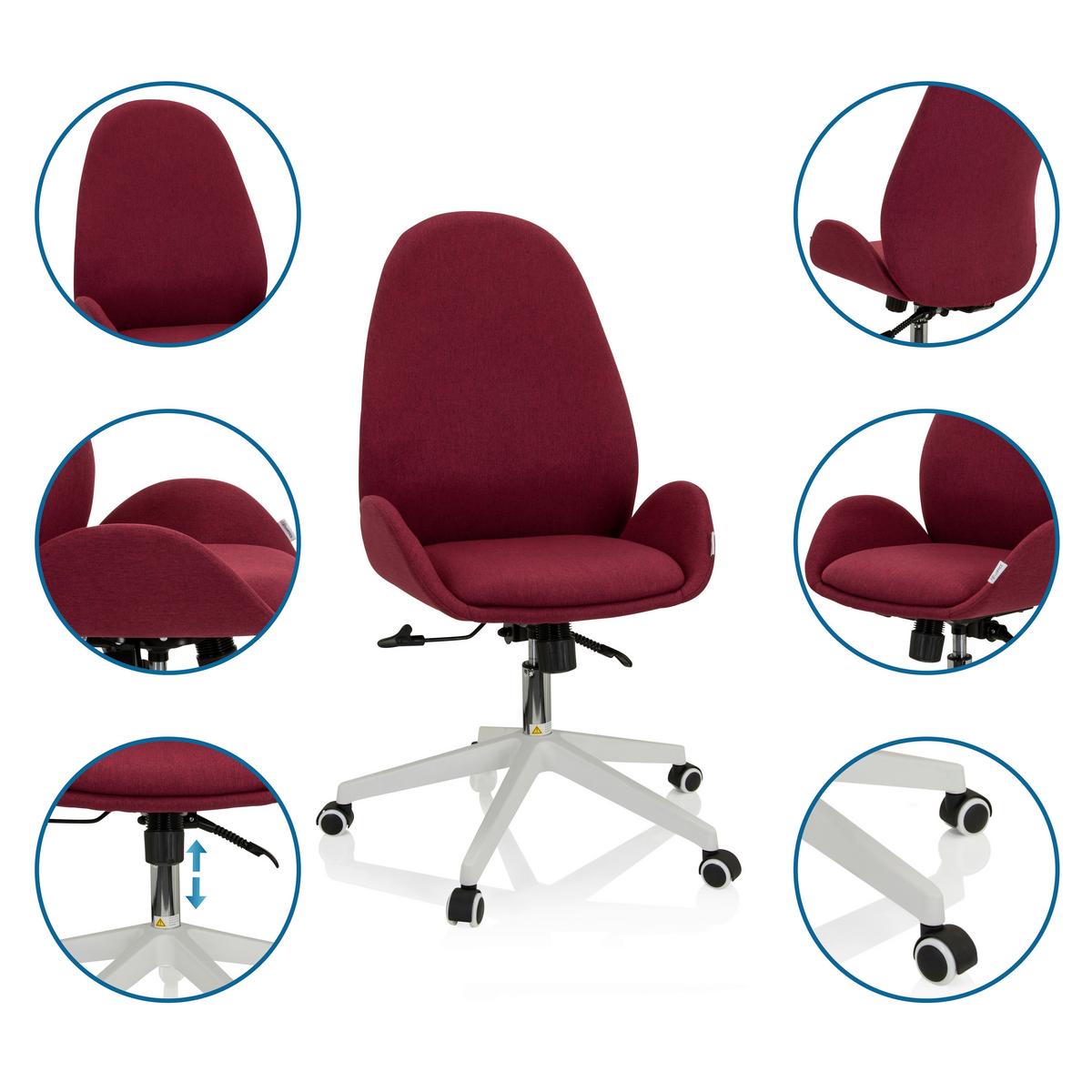 Drehstuhl Avea I Mit Wippfunktion Bordeaux - Bordeaux/Weiß, Basics, Kunststoff/Textil (56/104/58cm) - MID.YOU