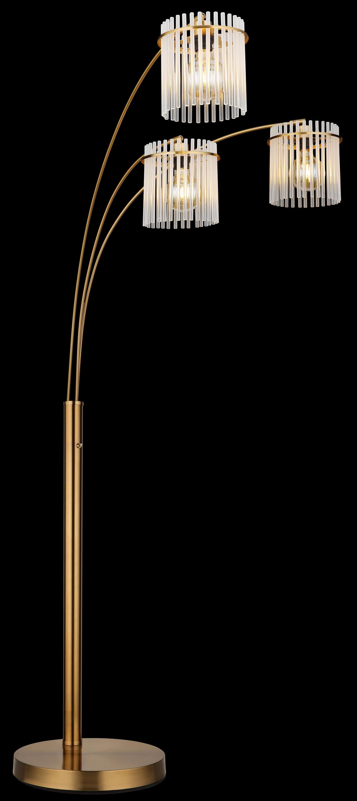 Stehleuchte Gorley ca. 100x160x180 cm - Klar/Goldfarben, Trend, Glas/Kunststoff (100/160/180cm) - Globo