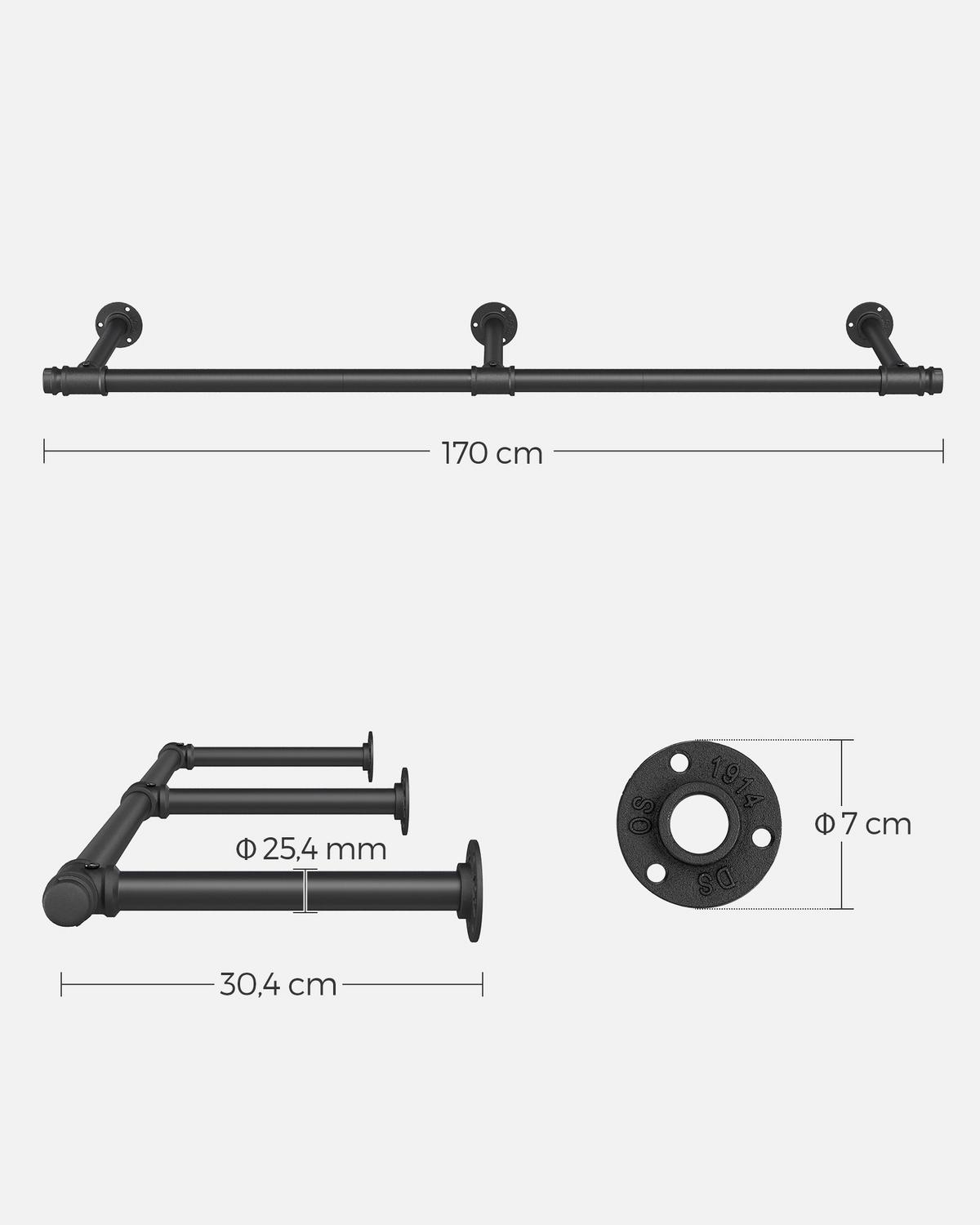 Wandgarderobe Schwarz B: 31 Cm - Schwarz, Basics, Metall (31/170cm)