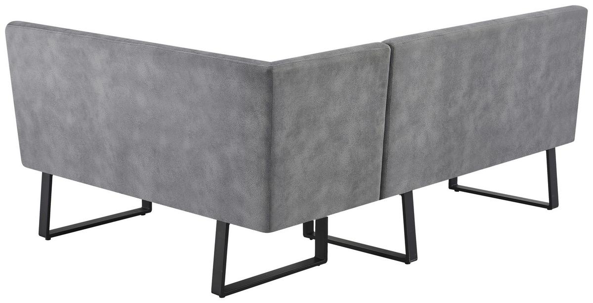 Eckbank Nexus Samt grau, 180x140cm - Schwarz/Grau, KONVENTIONELL, Textil/Metall (180/140cm)