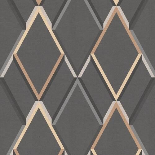 Vliestapete Metallisch Geometrisch - Grau, Basics, Papier/Kunststoff (52/1005cm)