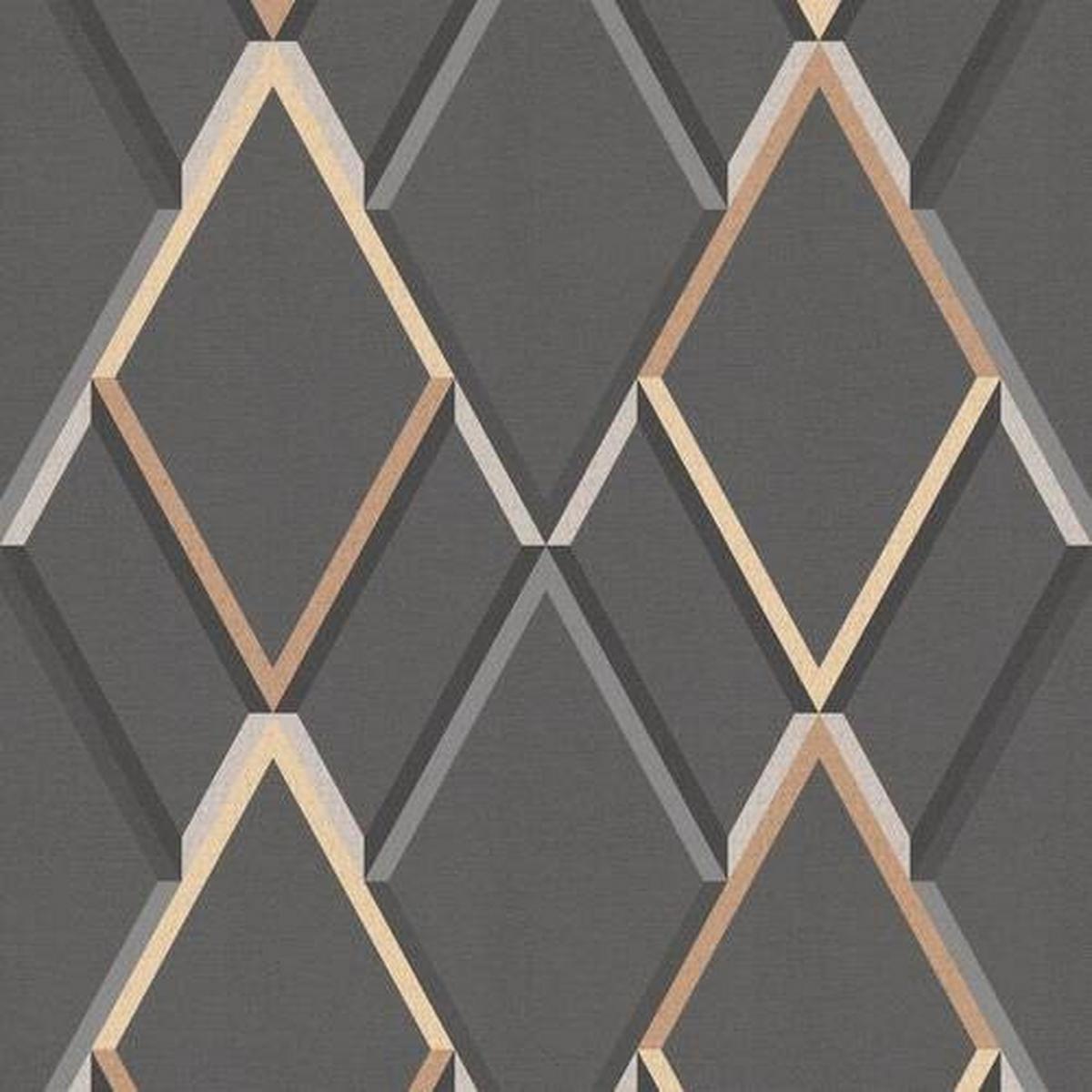 Vliestapete Metallisch Geometrisch - Grau, Basics, Papier/Kunststoff (52/1005cm)