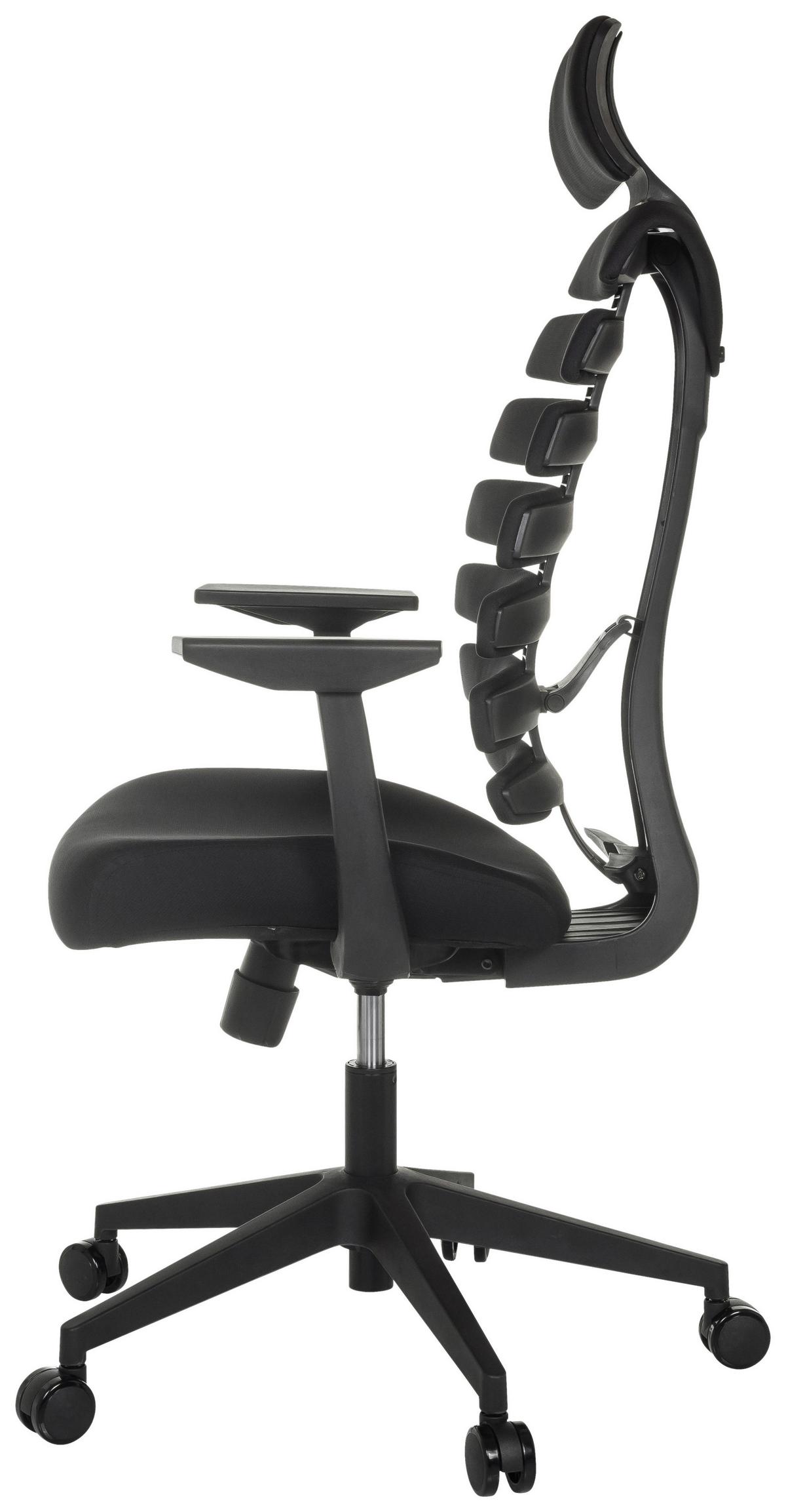 Drehstuhl Ergo Line Eco Schwarz B: 64 cm - Schwarz, MODERN, Kunststoff/Textil (64/120 - 130/62cm) - MID.YOU