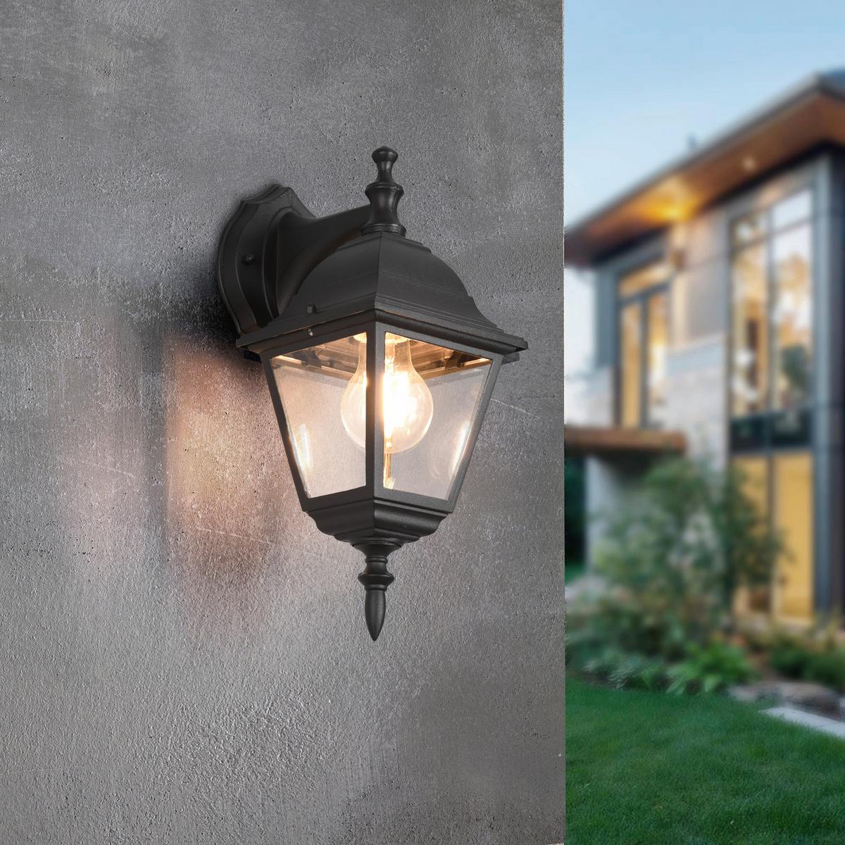 Außenwandleuchte 205767132 Livenza - Klar/Schwarz, KONVENTIONELL, Glas/Metall (14/19/34cm) - Trio Leuchten