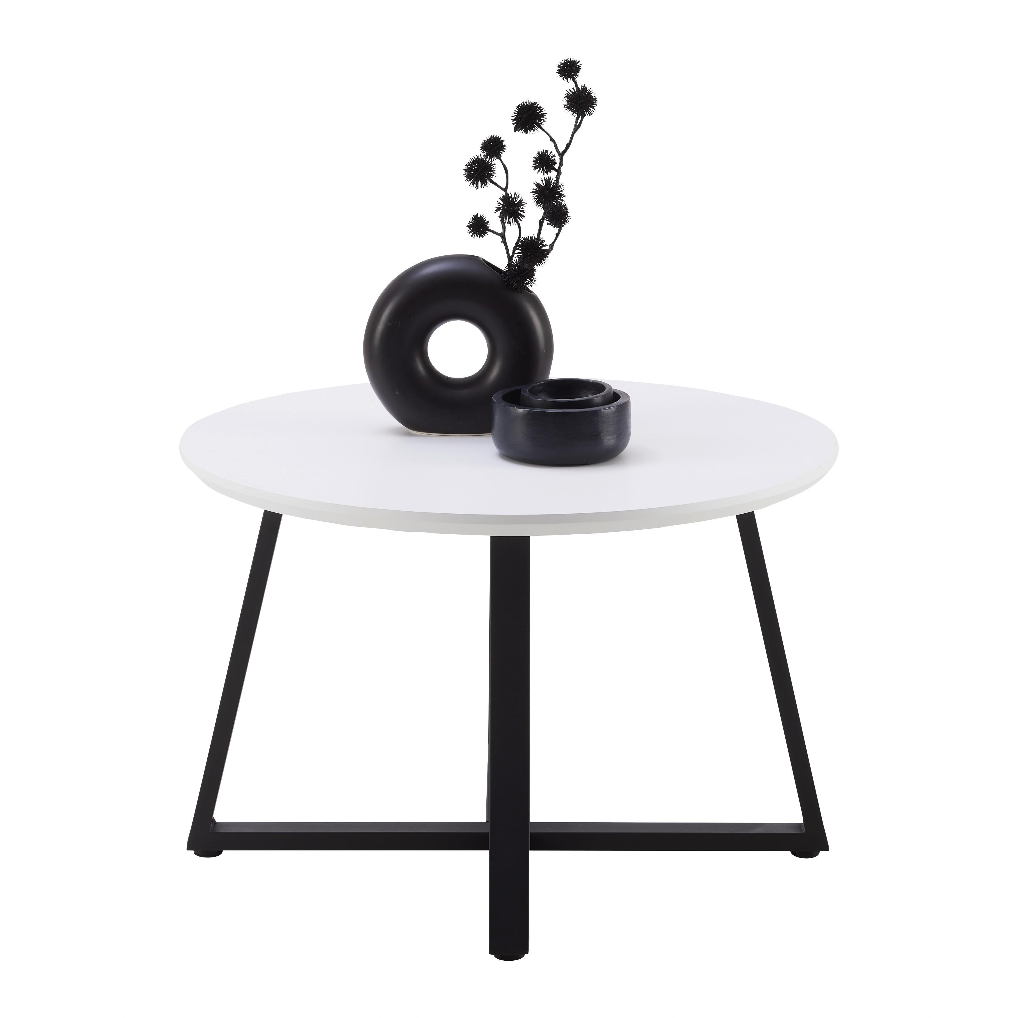 Konferenční stolek BRAVA 70 - bílá/černá, Moderní, kov/kompozitní dřevo (70/45cm) - Mömax