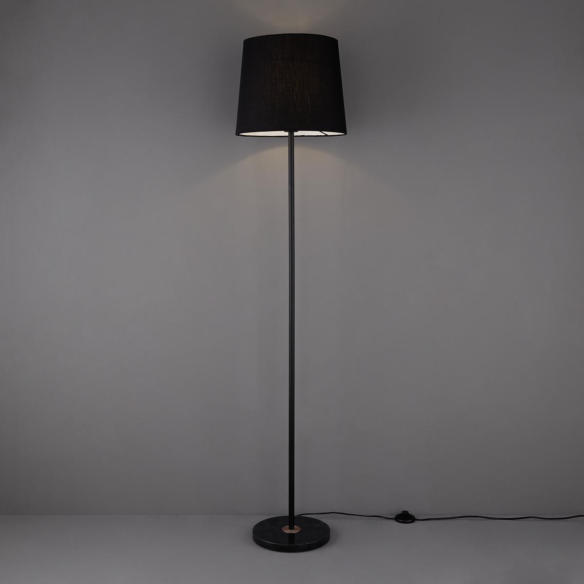 Stehlampe Enja Schwarz/kupferfarben, Textil - Schwarz/Kupferfarben, Design, Textil/Stein (36/160cm) - Paulmann