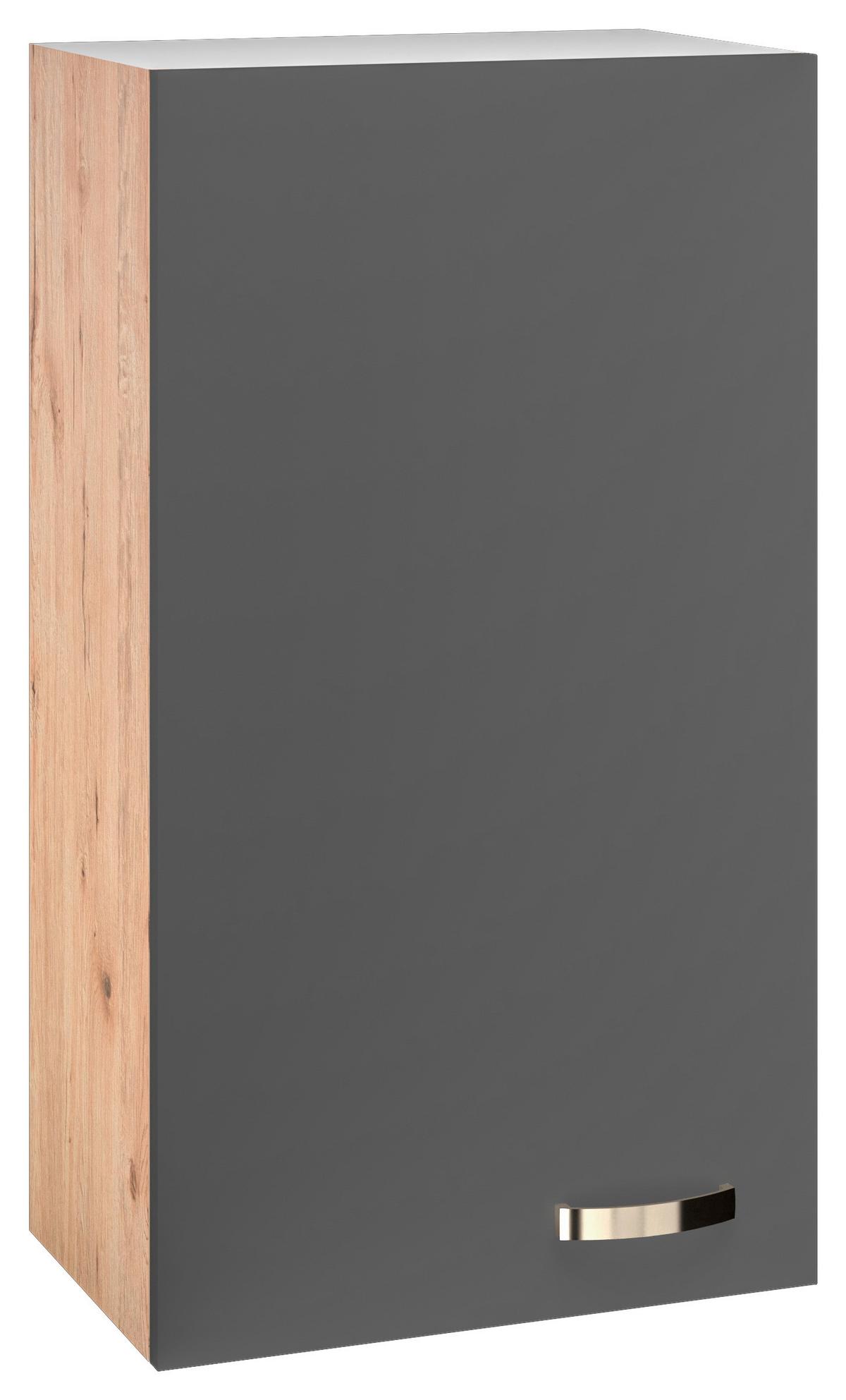 Horná kuchynská skrinka SHADOW 50cm - dub San Remo/farba ušľachtilej ocele, Modern, kov/kompozitné drevo (50/89/32cm)