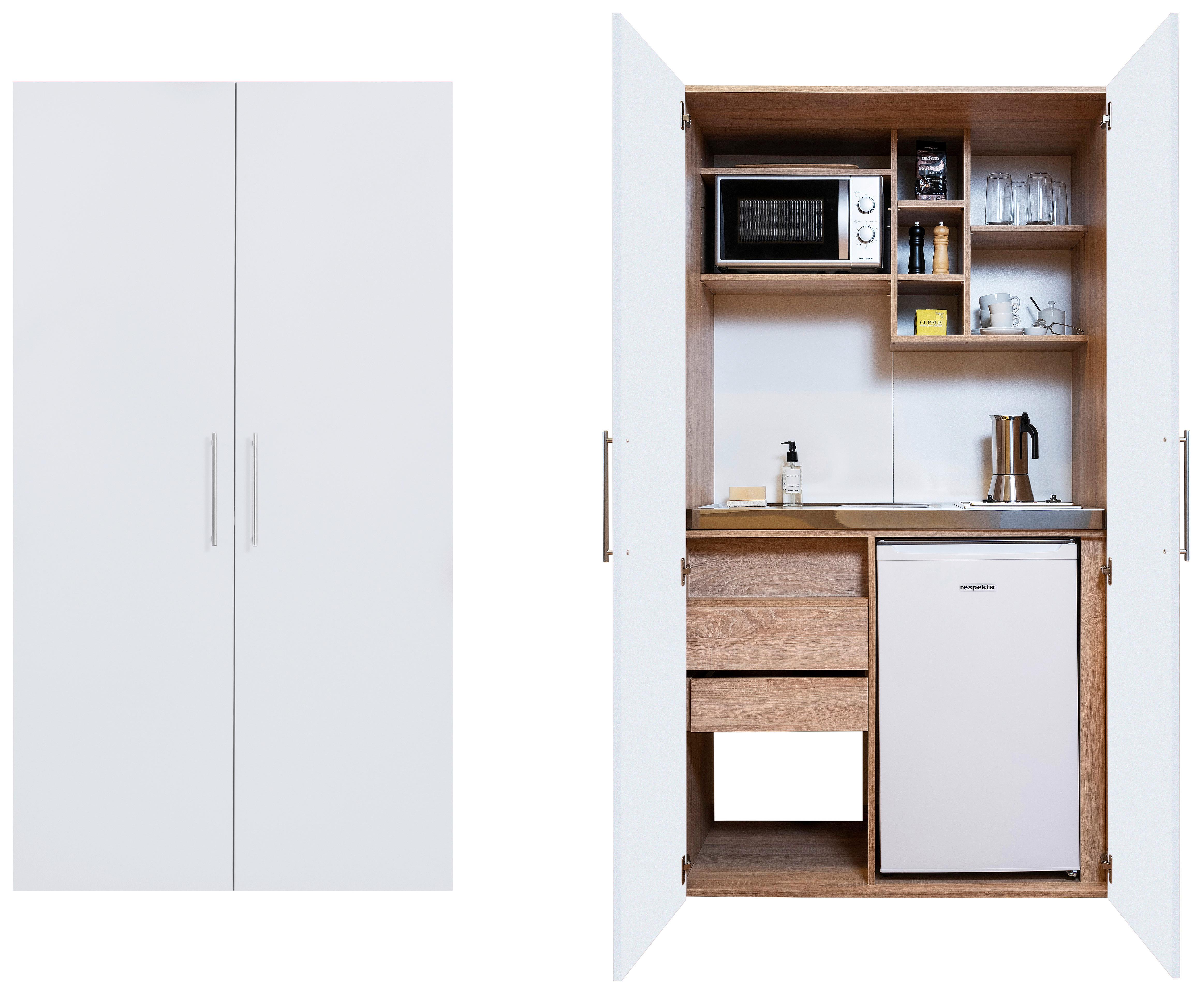 Schrankküche E-geräte / Spüle 104 Cm - Edelstahlfarben/Eichefarben, Basics, Holzwerkstoff/Metall (104/193/67cm) - Respekta