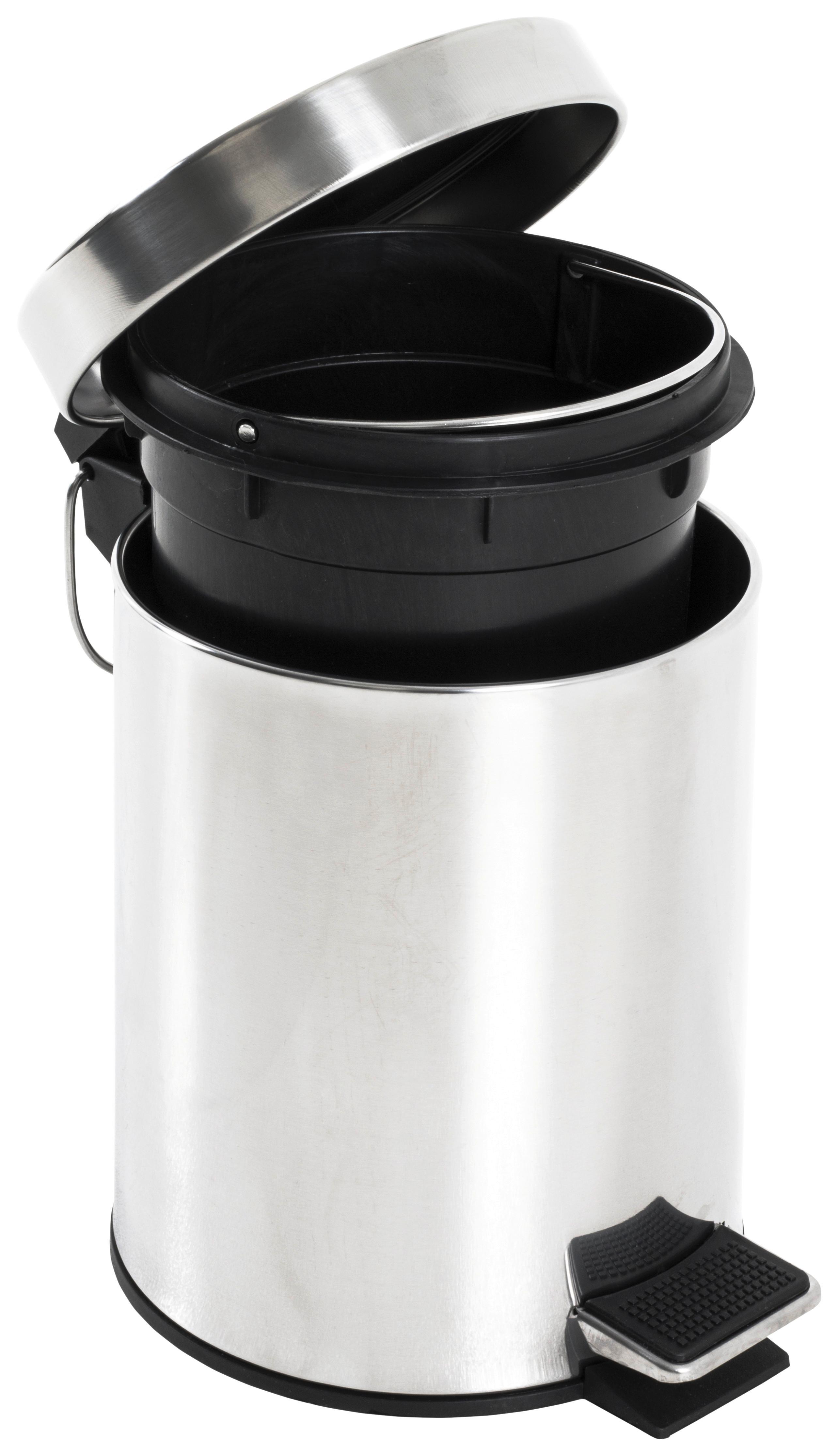 Kosmetikeimer Kosmo Edelstahl Glänzend 3 Liter D/H: 17/24 cm - Edelstahlfarben/Schwarz, KONVENTIONELL, Kunststoff/Metall (17/24cm)