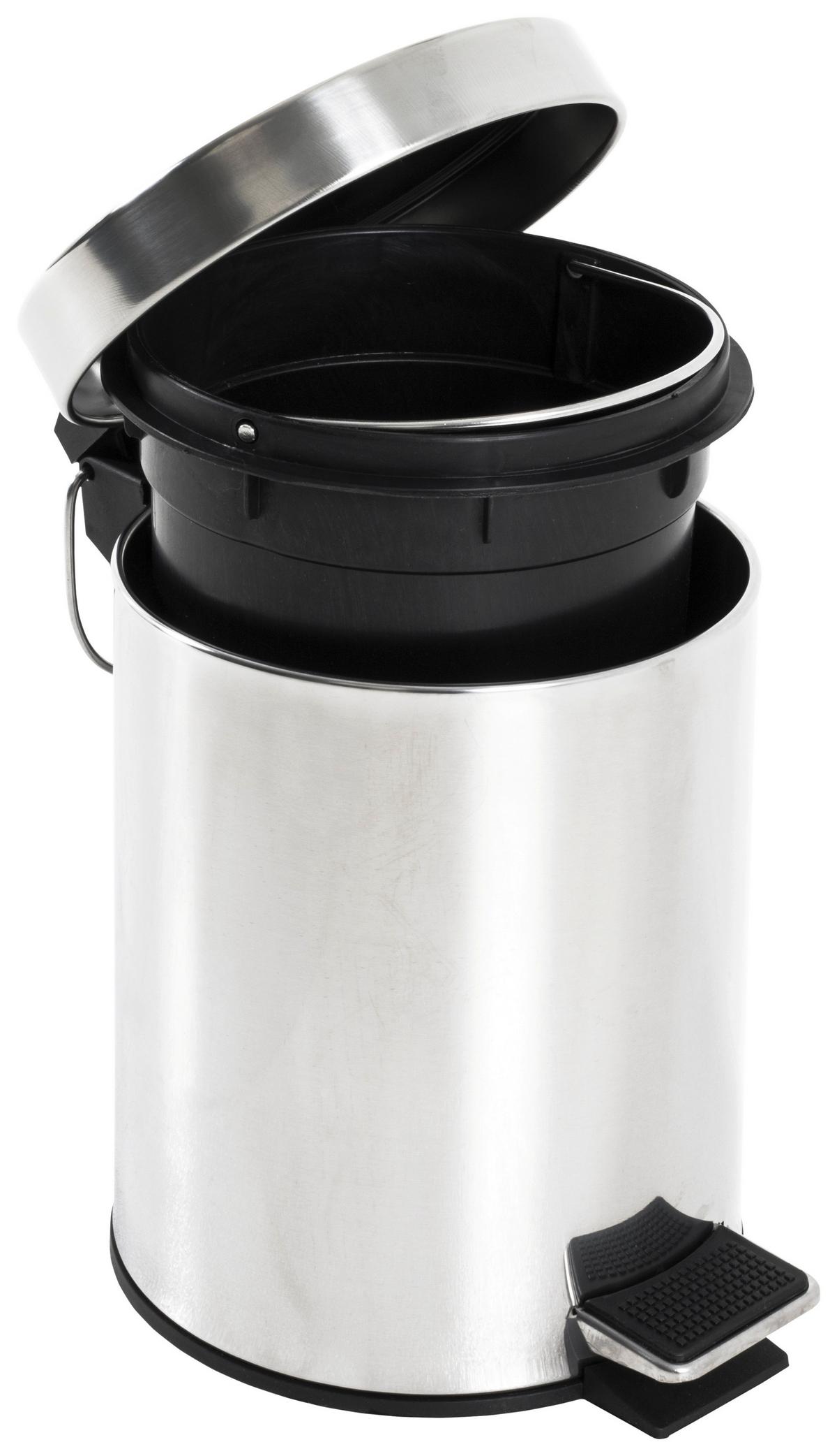 Kosmetikeimer Kosmo Edelstahl Glänzend 3 Liter D/H: 17/24 cm - Edelstahlfarben/Schwarz, KONVENTIONELL, Kunststoff/Metall (17/24cm)