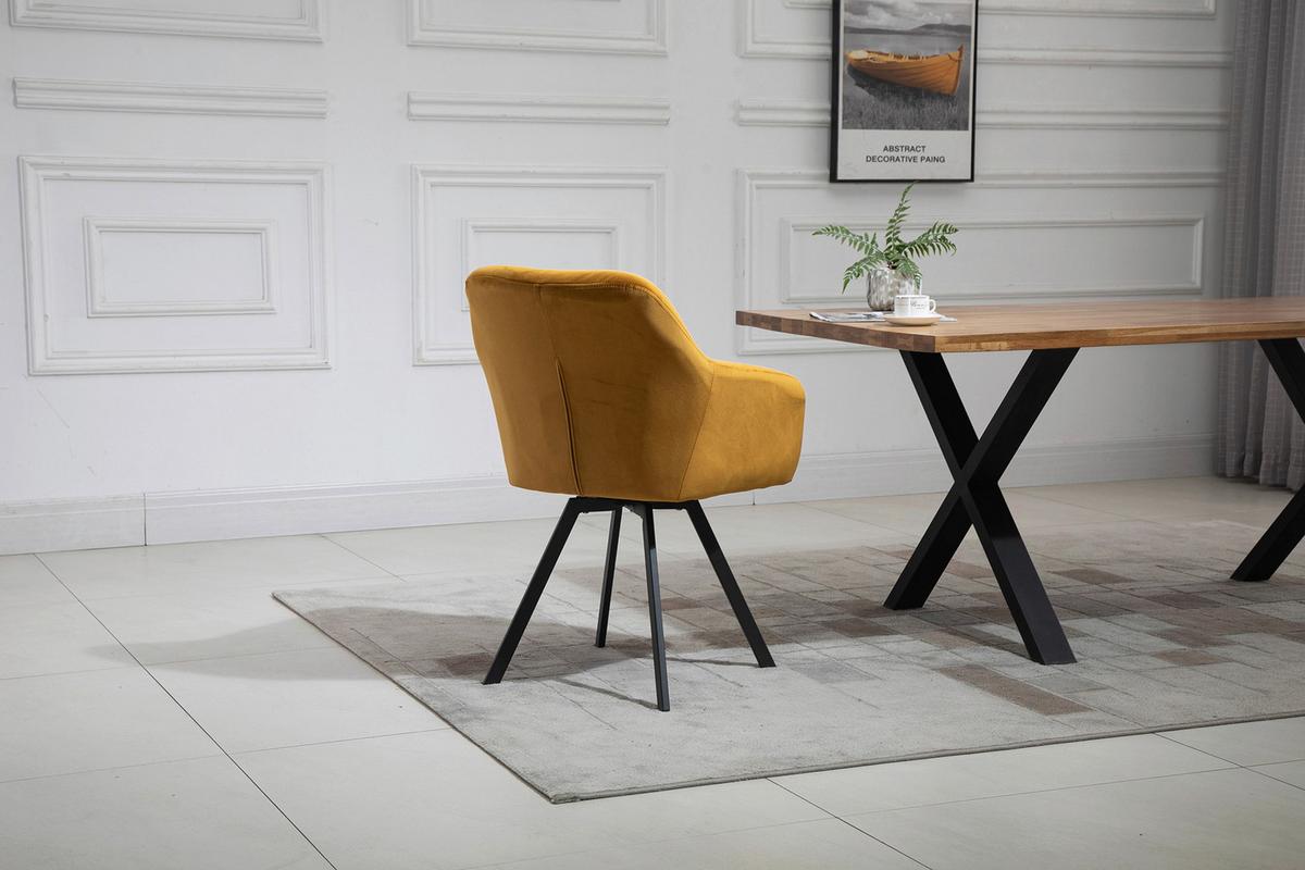 Armlehnstuhl Senfgelb B: 61 cm - Senfgelb/Schwarz, MODERN, Textil/Metall (61/85/62cm) - Livetastic