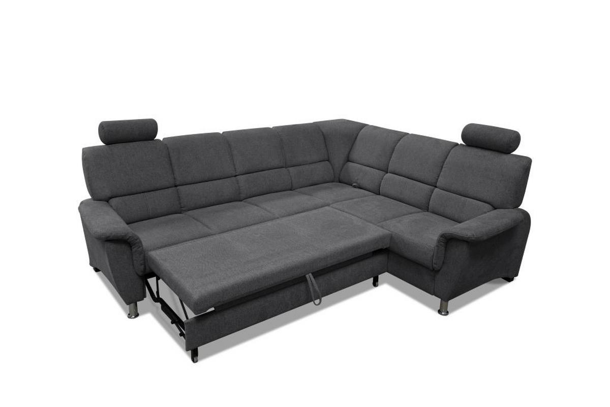 Sedačka MARSYLIA, pravá, tmavě šedá - černá/barvy stříbra, Design, kov/dřevo (270/216cm) - MID.YOU