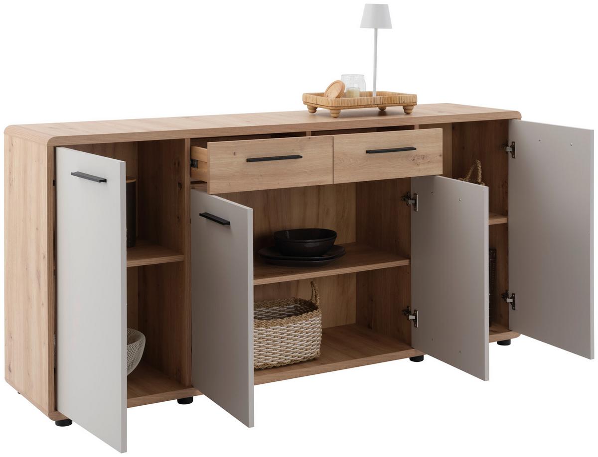 Kommode Fontana Plus,b:174,4cm Artisan Eiche Dekor/kaschmir - Kaschmir/Eiche Artisan, MODERN, Holzwerkstoff (174,4/87,2/40cm)